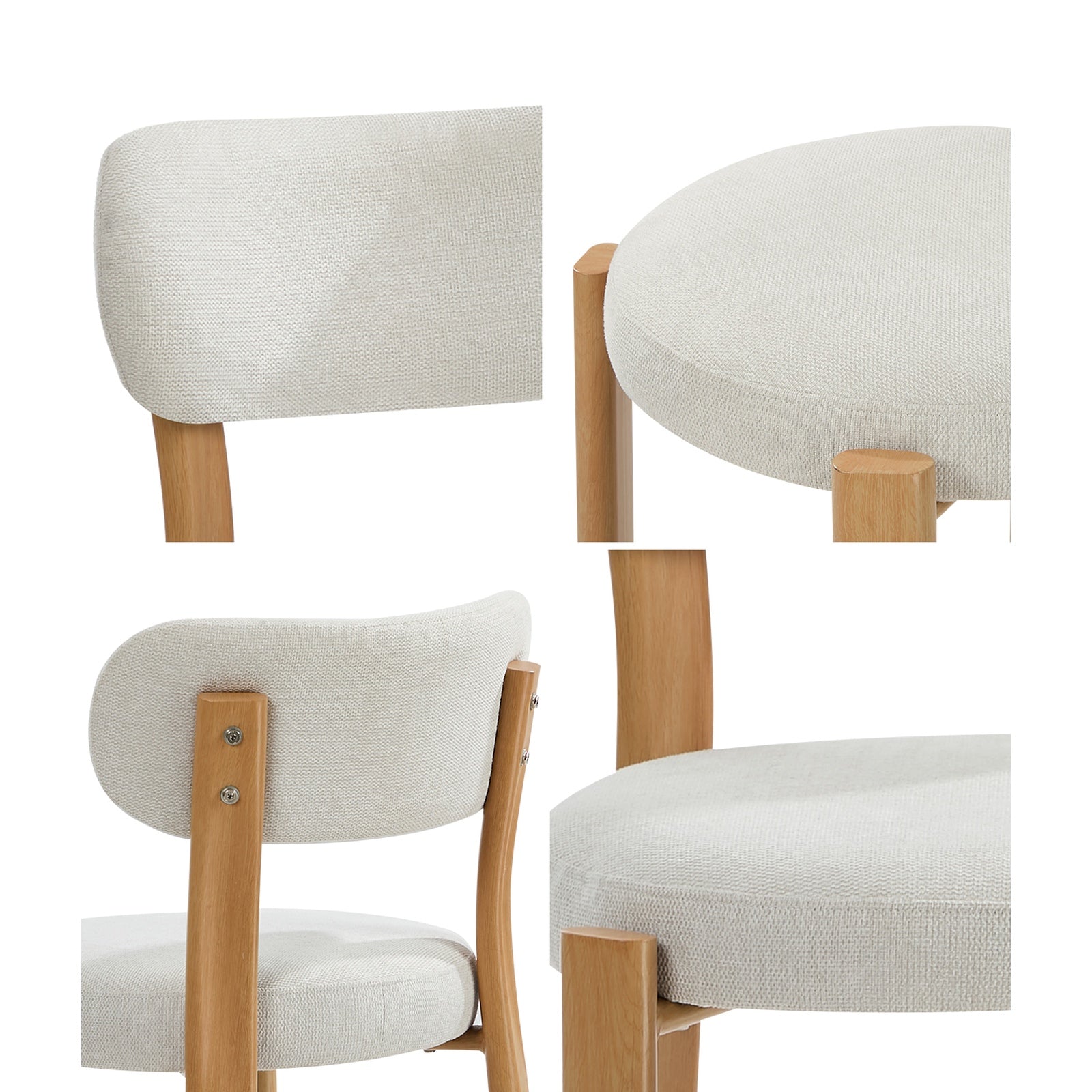 Oikiture 2x Dining Chair Upholstery Chairs Timber-Look Frame Natural&Beige