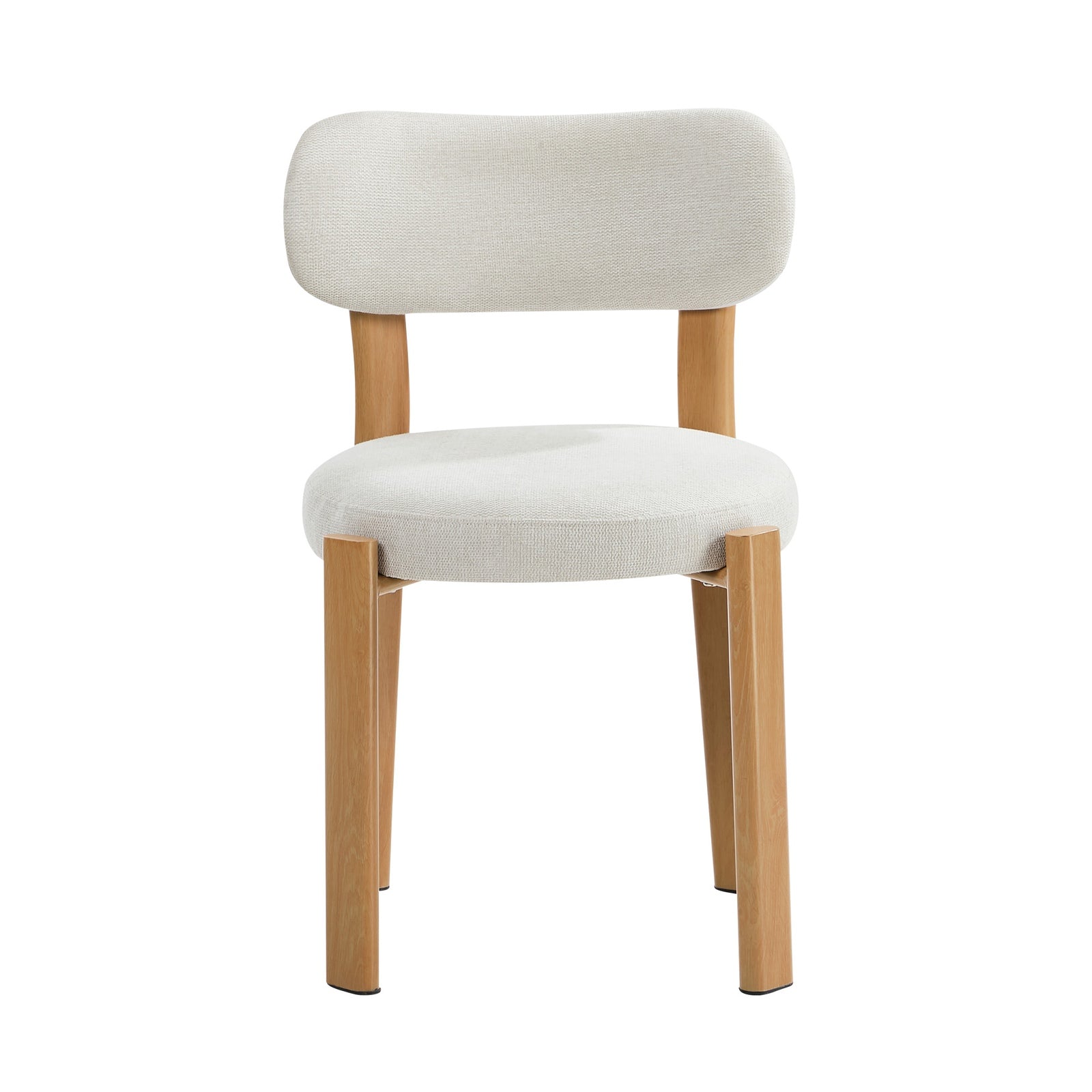 Oikiture 2x Dining Chair Upholstery Chairs Timber-Look Frame Natural&Beige
