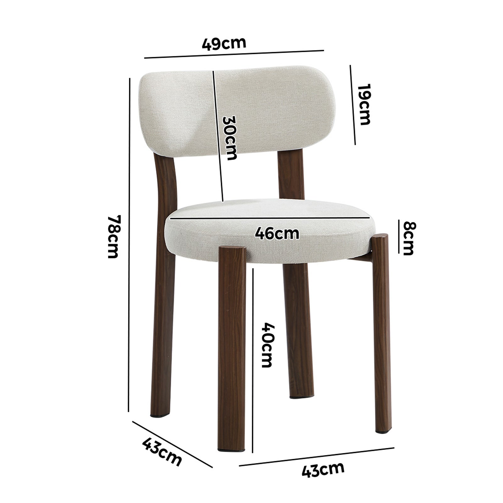 Oikiture 2x Dining Chair Upholstery Chairs Timber-Look Frame Walunt&Beige