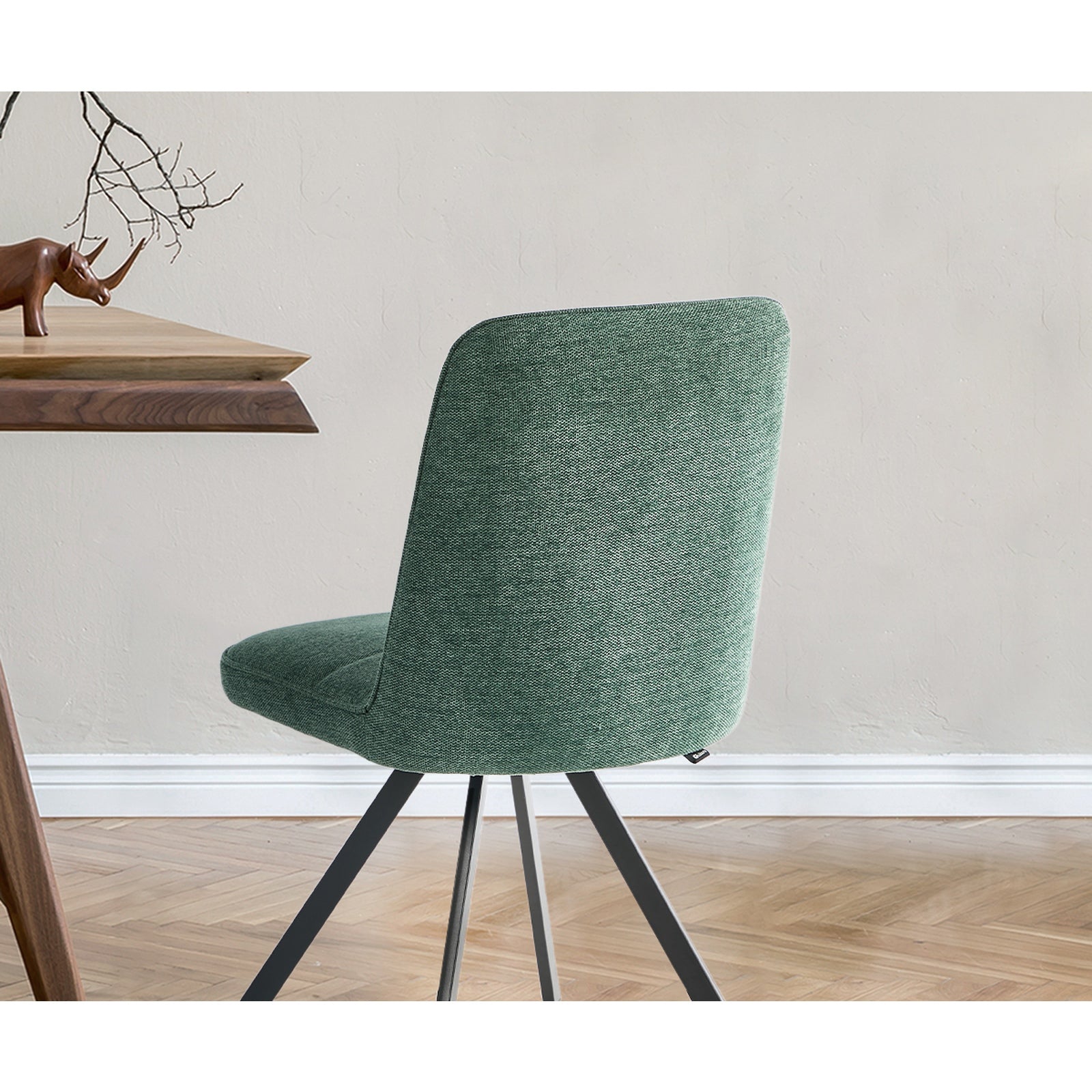 Oikiture 2x Dining Chair Kitchen Seat Linen Fabric Accent Chair Green