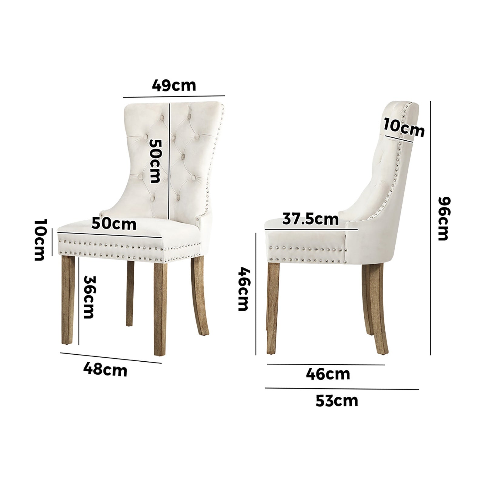 Oikiture 2x Velvet Dining Chairs Upholstered French Provincial Tufted Kitchen - Sunyee