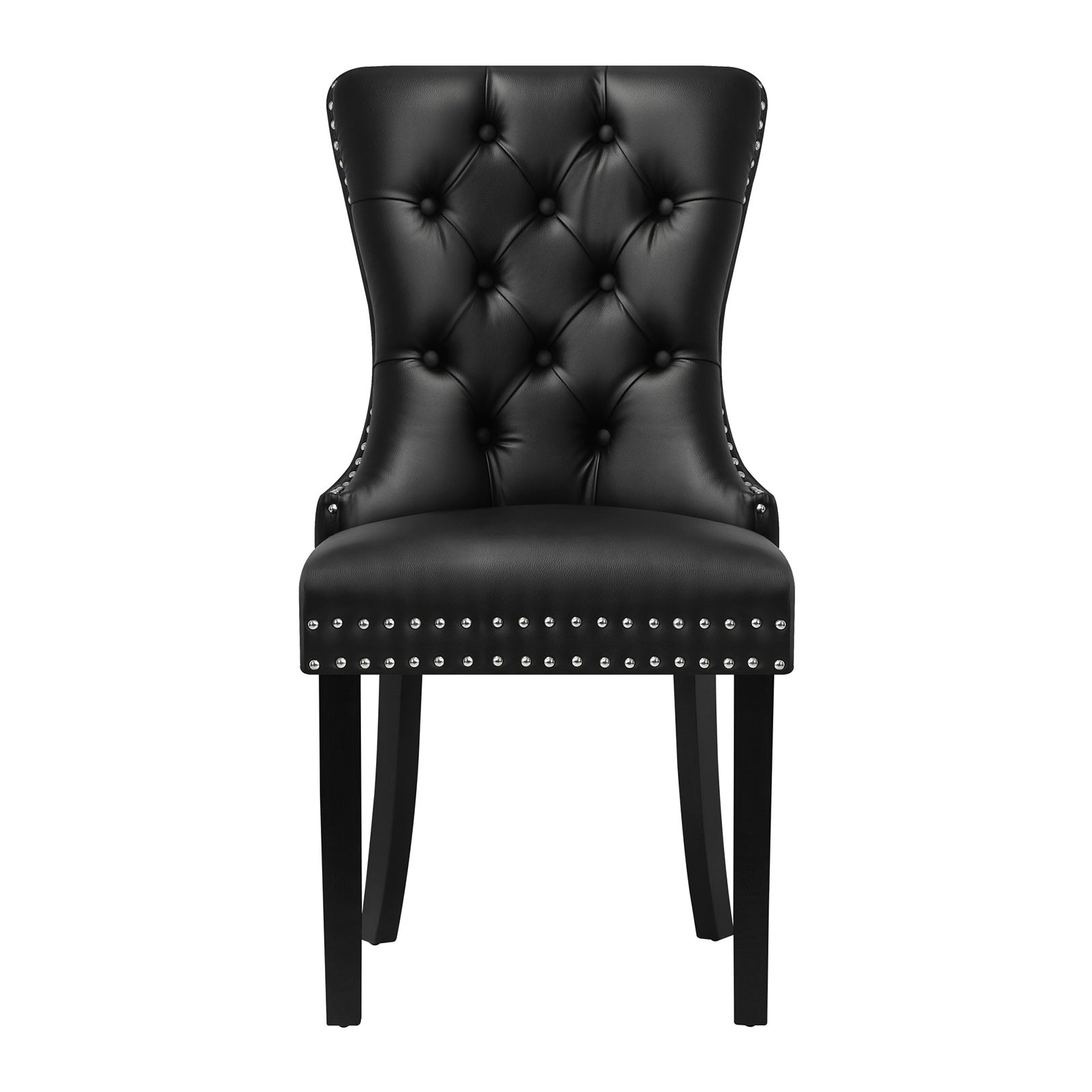 Oikiture 4x Dining Chairs Upholstered French Provincial Tufted PU Leather Black - Sunyee