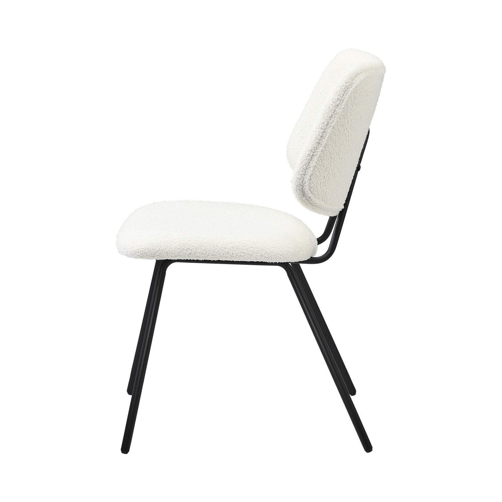 Oikiture 2x Dining Chair Vintage Retro Sherpa Kitchen Padded Lounge White - Sunyee