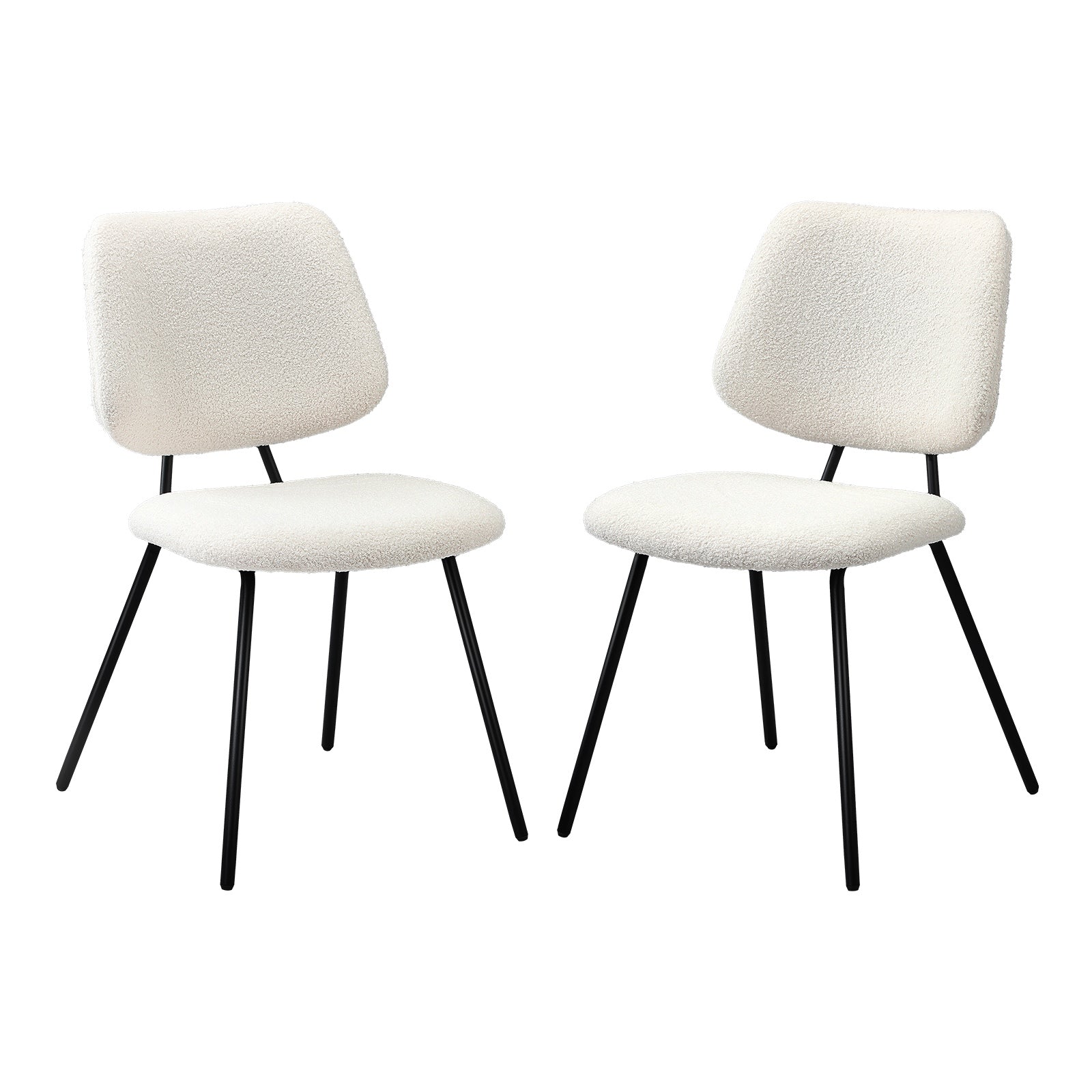 Oikiture 2x Dining Chair Vintage Retro Sherpa Kitchen Padded Lounge White - Sunyee