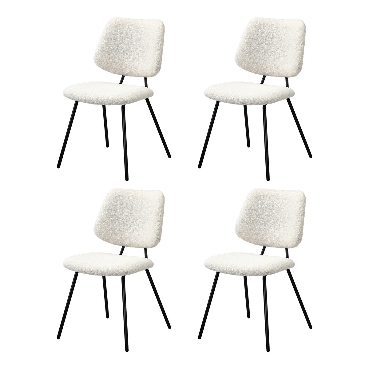 Oikiture Dining Chair Vintage Retro Sherpa Kitchen Padded Lounge White - Sunyee