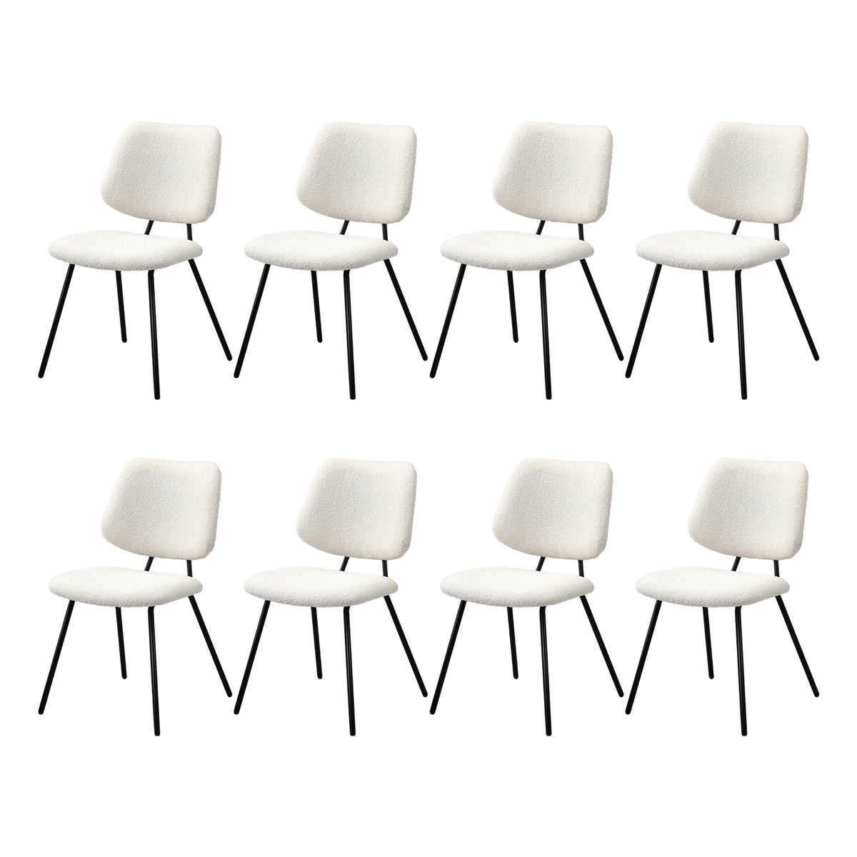 Oikiture Dining Chair Vintage Retro Sherpa Kitchen Padded Lounge White - Sunyee