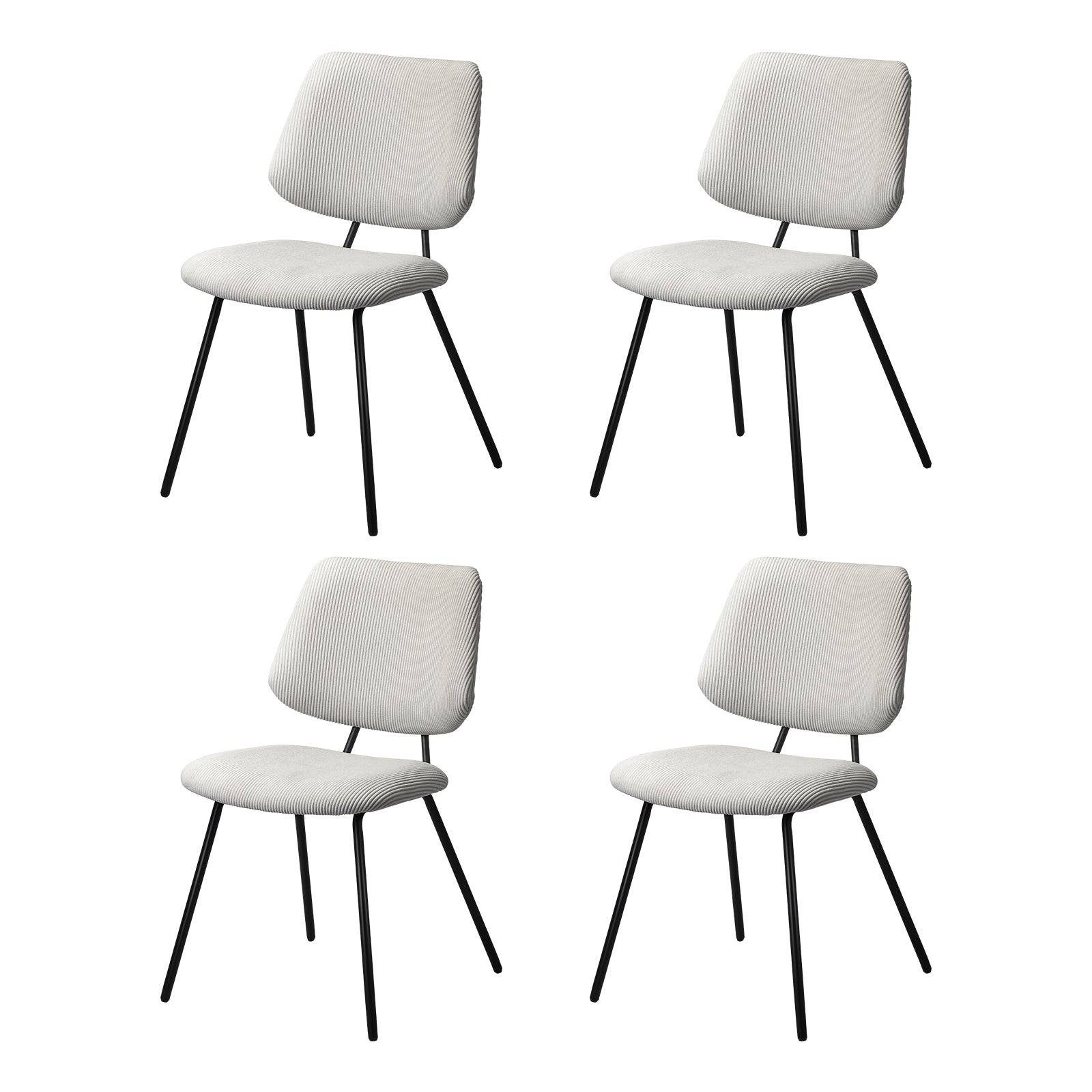 Oikiture Dining Chair Vintage Retro Polyester Kitchen Padded Lounge White - Sunyee