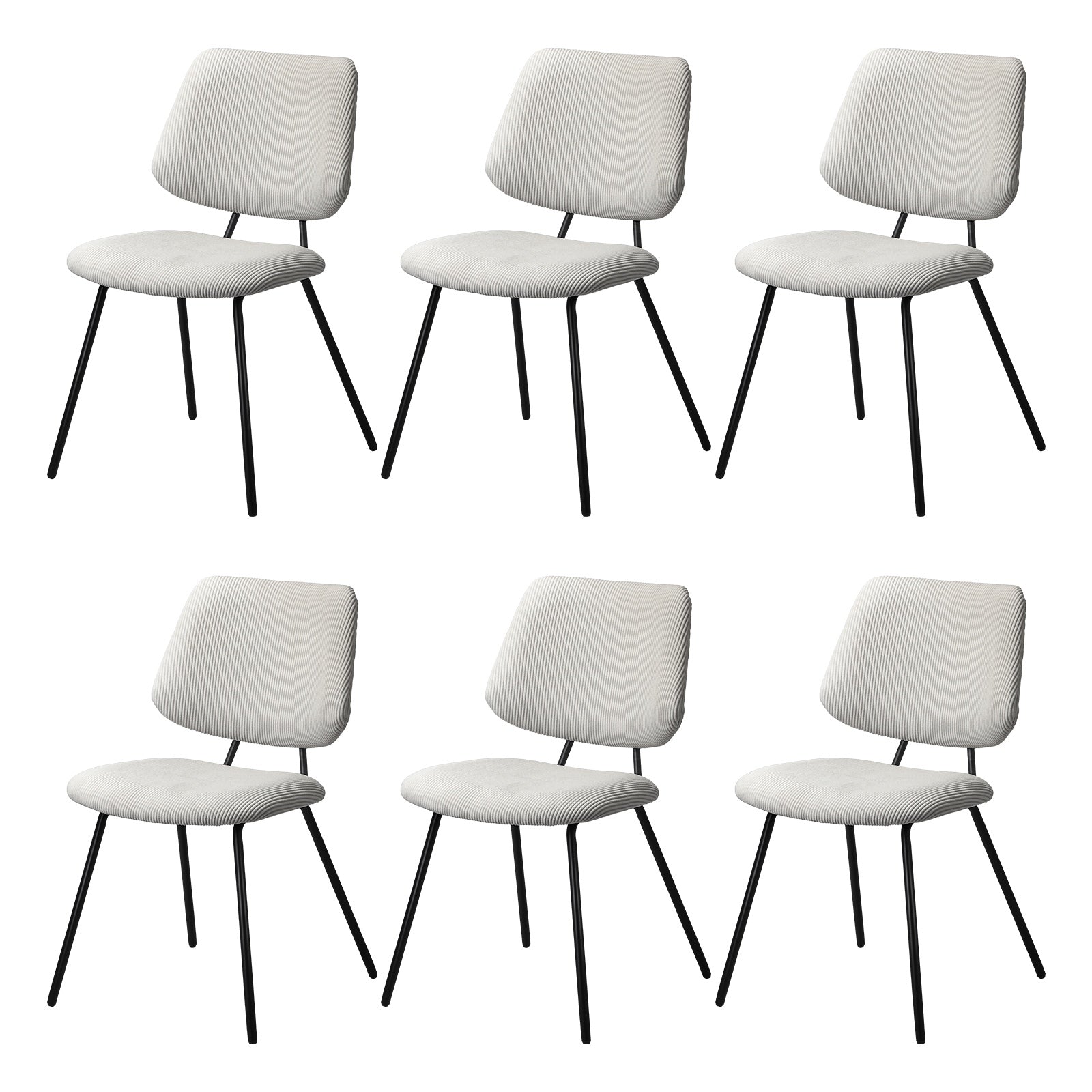 Oikiture Dining Chair Vintage Retro Polyester Kitchen Padded Lounge White - Sunyee