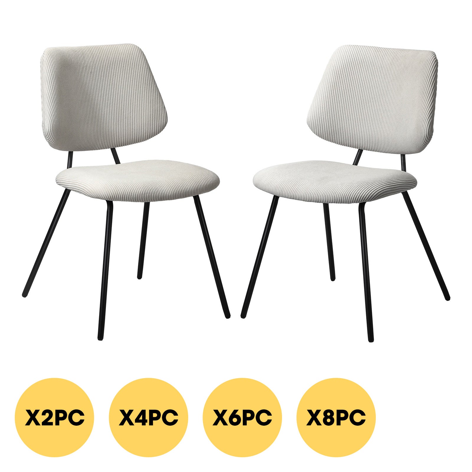 Oikiture Dining Chair Vintage Retro Polyester Kitchen Padded Lounge White - Sunyee