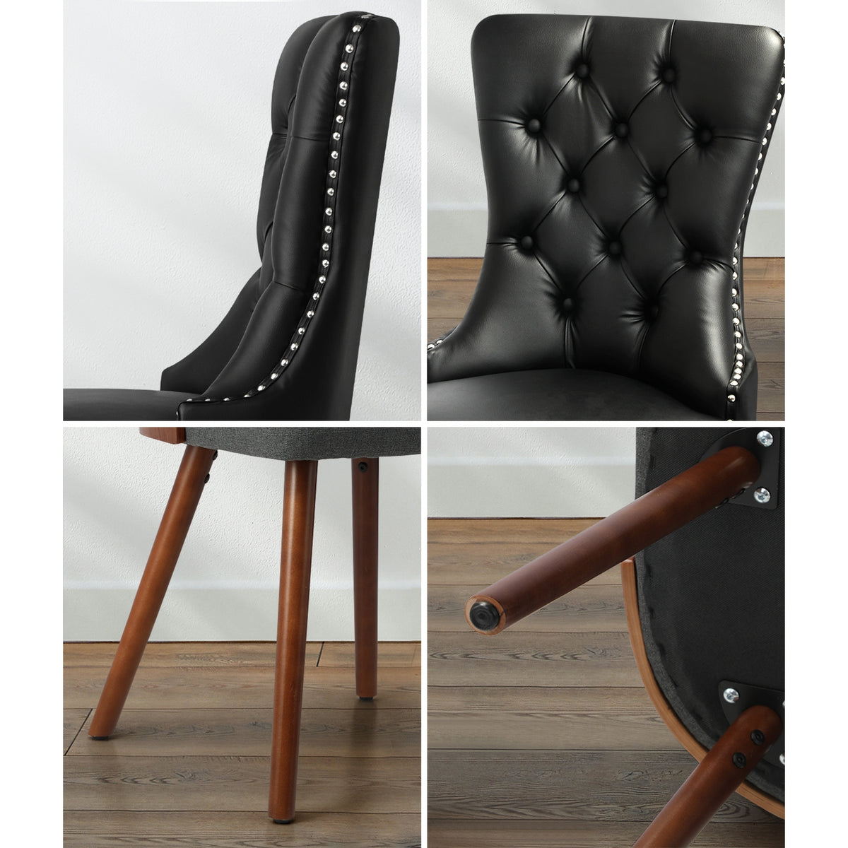 Oikiture 2x Dining Chairs Upholstered French Provincial Tufted Kitchen Cafe - Sunyee