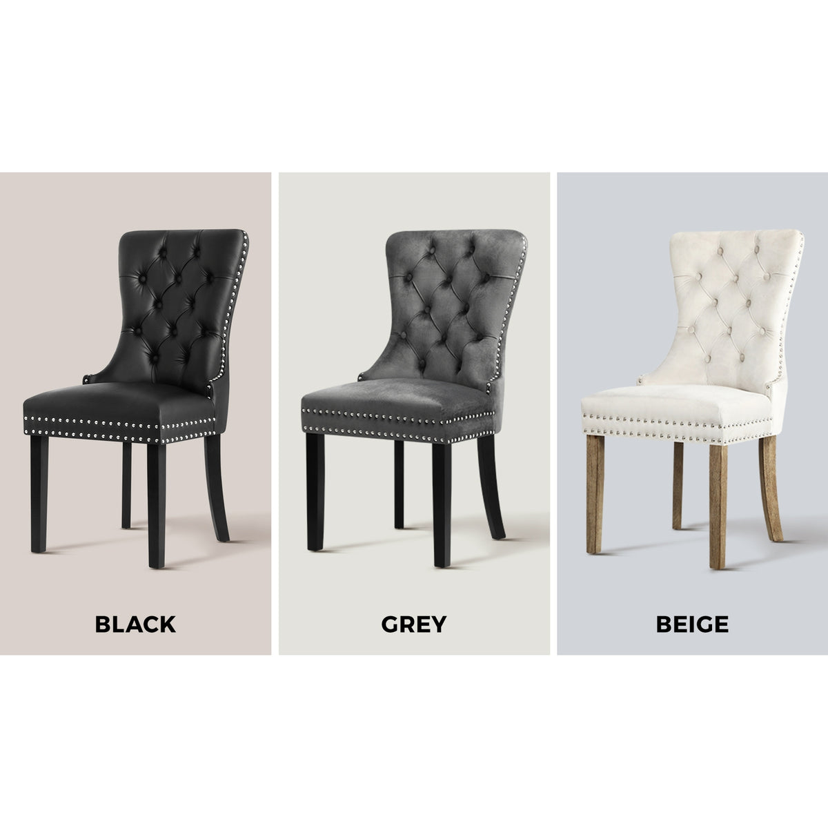 Oikiture 2x Dining Chairs Upholstered French Provincial Tufted Kitchen Cafe - Sunyee