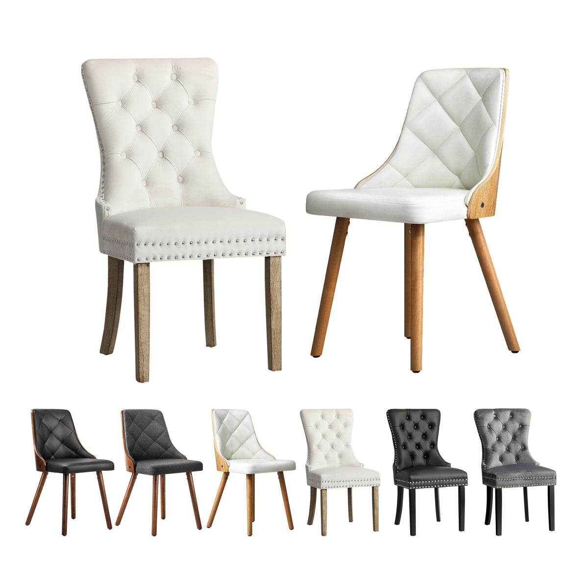 Oikiture 2x Dining Chairs Upholstered French Provincial Tufted Kitchen Cafe - Sunyee