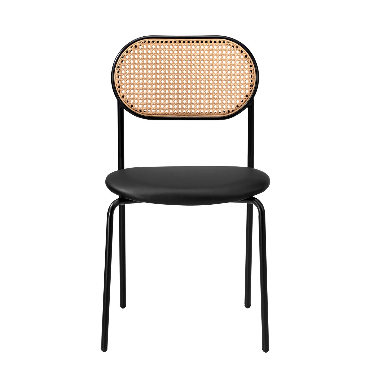 Oikiture 4PCS Dining Chair Accent Chairs Rattan Furniture PU Leather Black - Sunyee