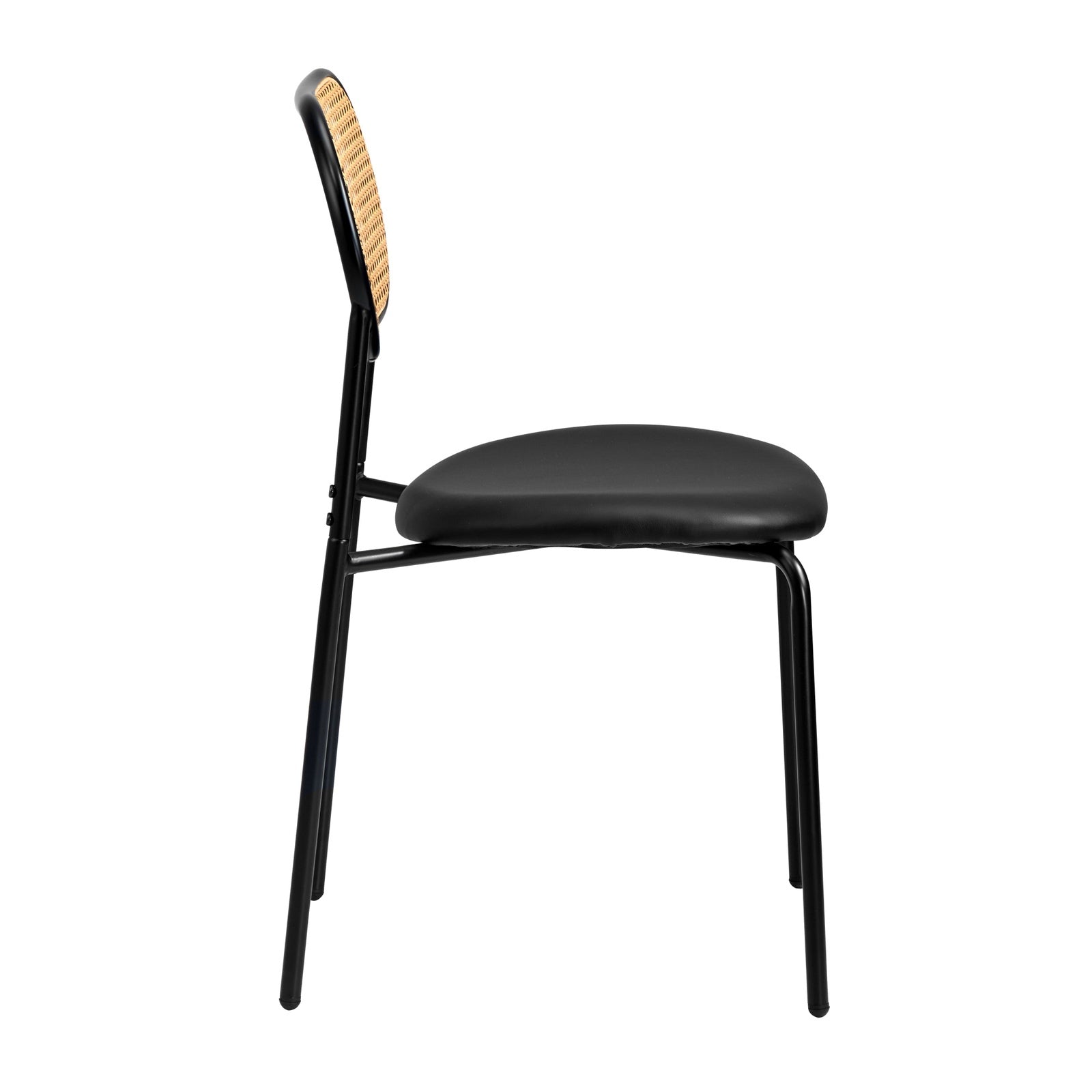 Oikiture 4PCS Dining Chair Accent Chairs Rattan Furniture PU Leather Black - Sunyee