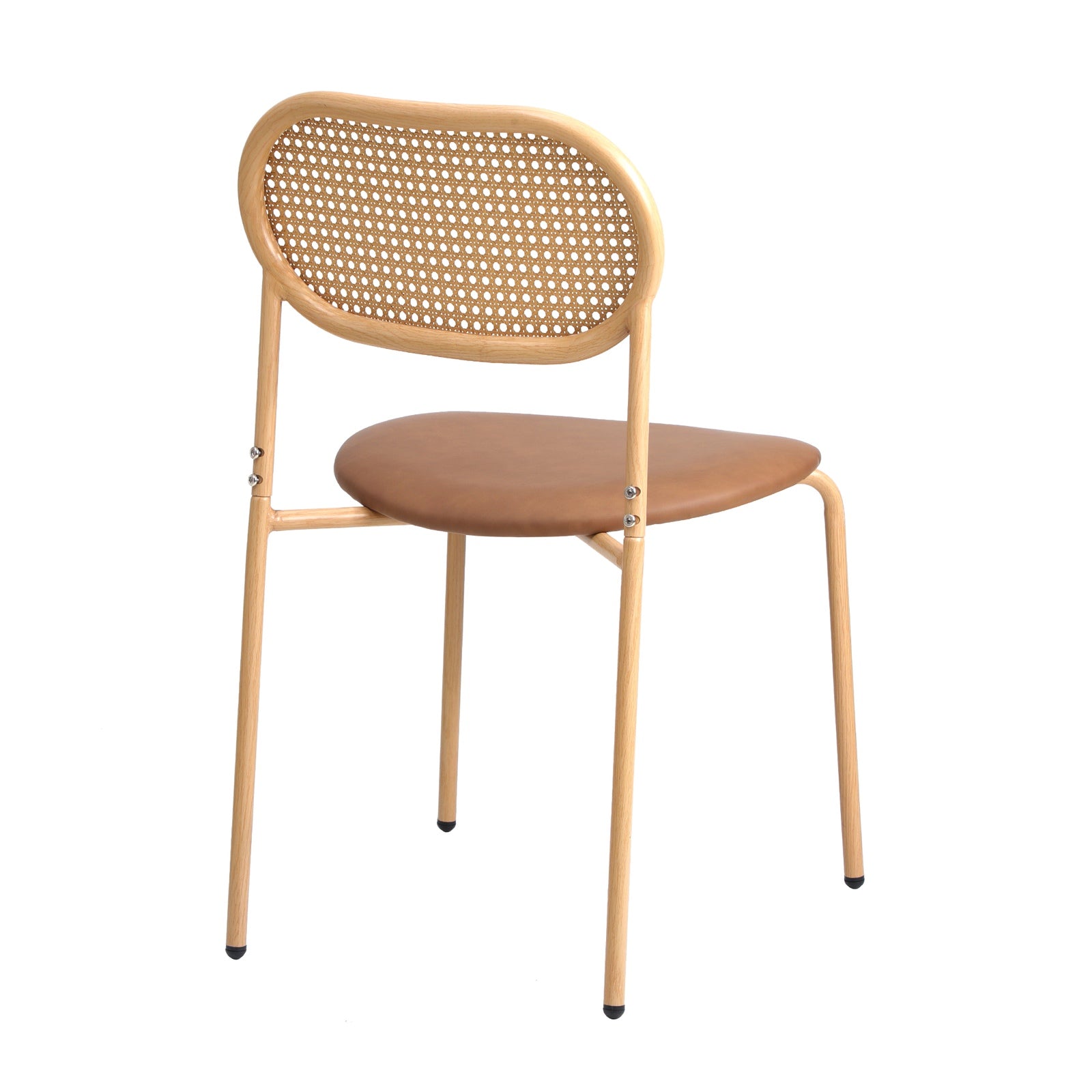 Oikiture 2PCS Dining Chair Accent Chairs Rattan Furniture PU Leather Brown - Sunyee