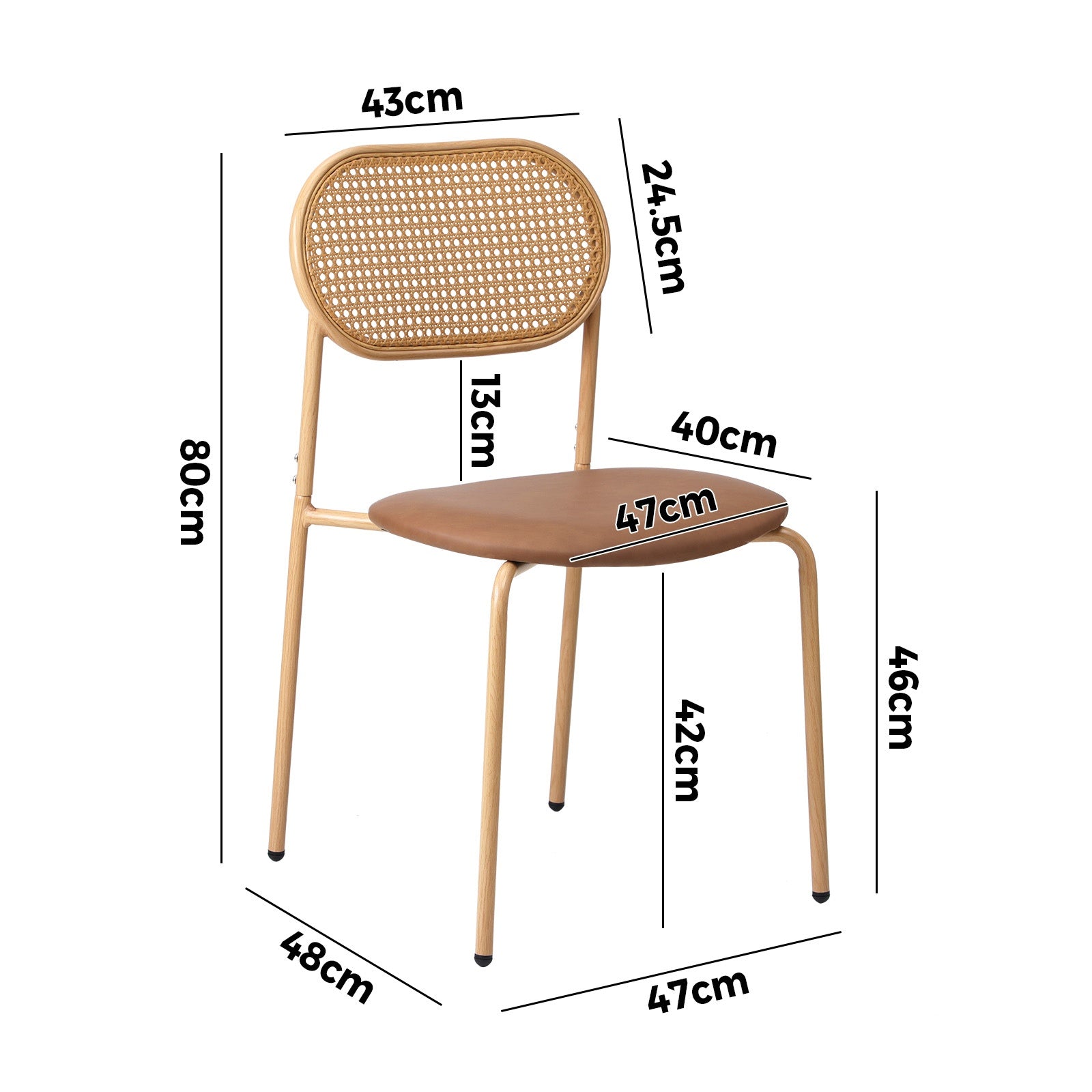 Oikiture 2PCS Dining Chair Accent Chairs Rattan Furniture PU Leather Brown - Sunyee