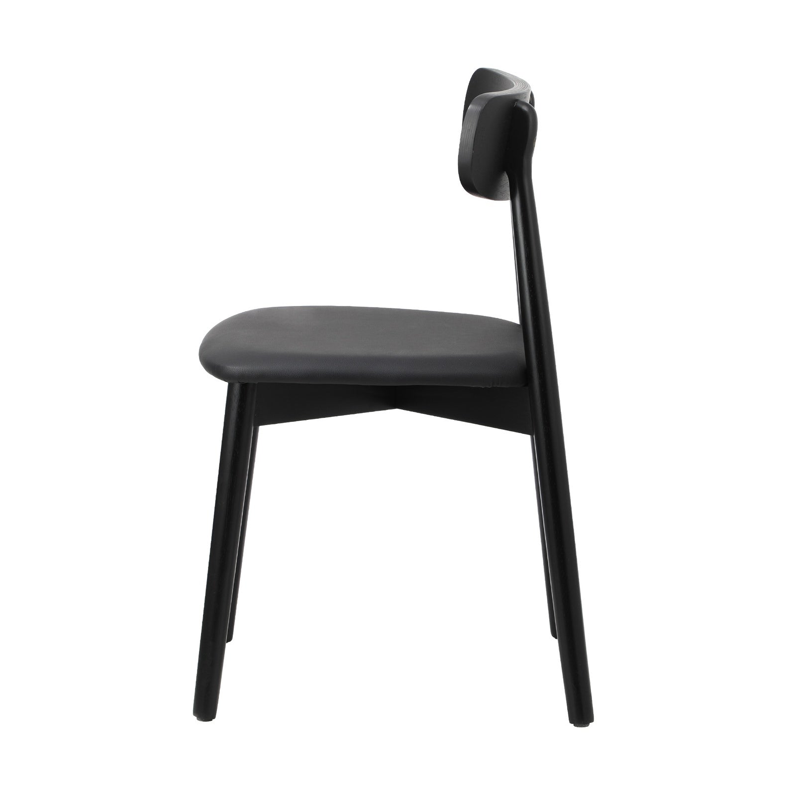 Oikiture 6x Dining Chairs Kitchen Chair PU Leather Solid Wood Cafe Lounge Black - Sunyee