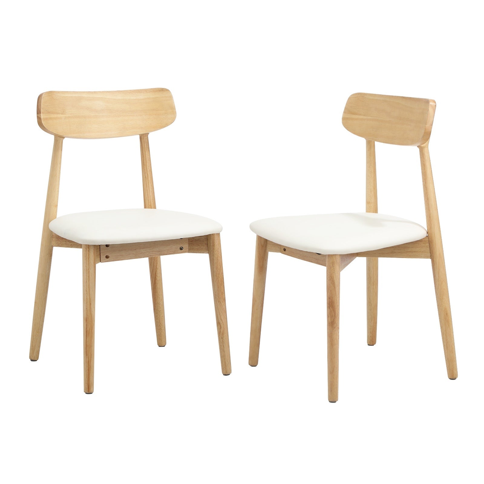 Oikiture 6x Dining Chairs Kitchen Chair PU Leather Solid Wood Cafe Lounge Beige - Sunyee