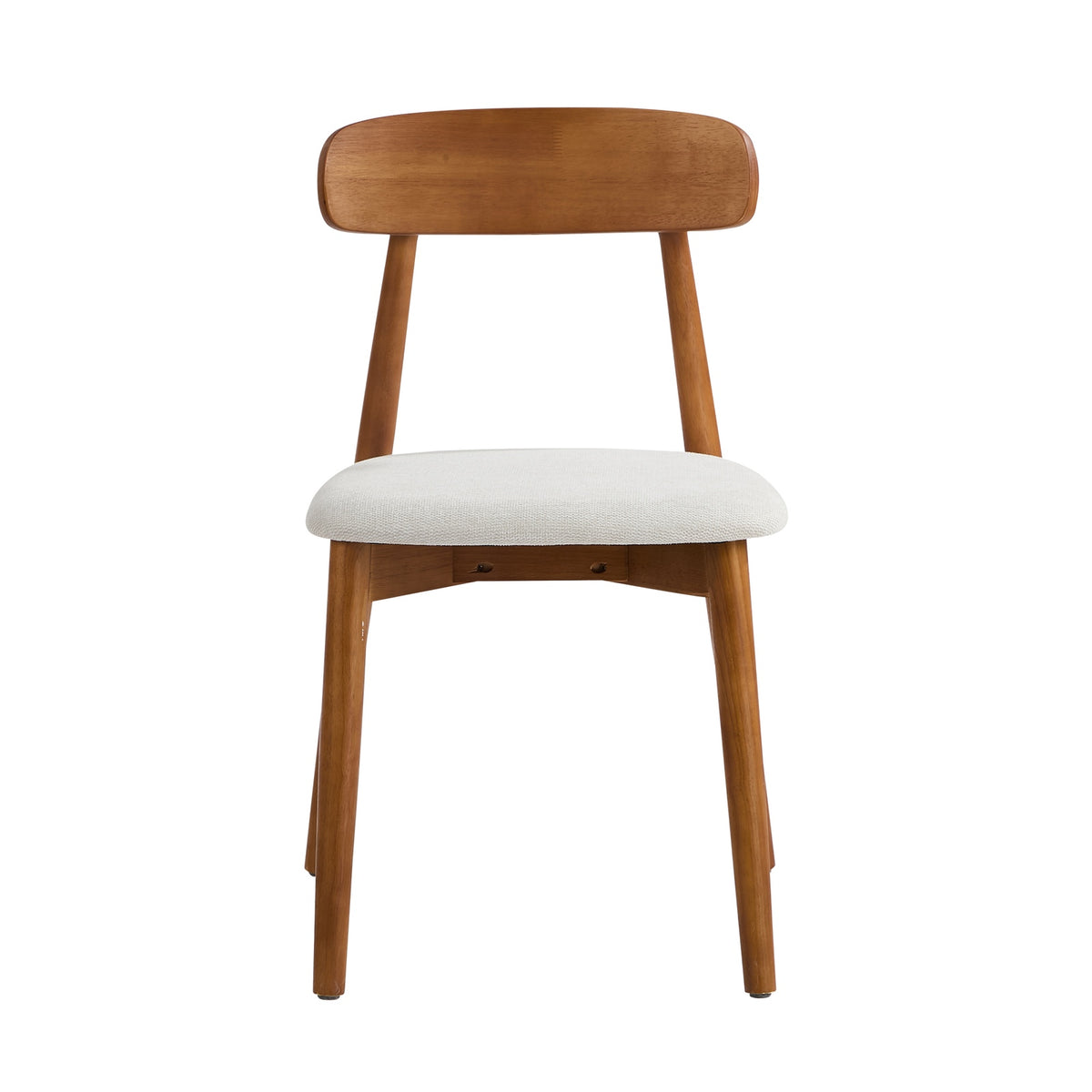Oikiture 2x Dining Chairs Kitchen Chair PU Leather Lounge Beige&Walunt