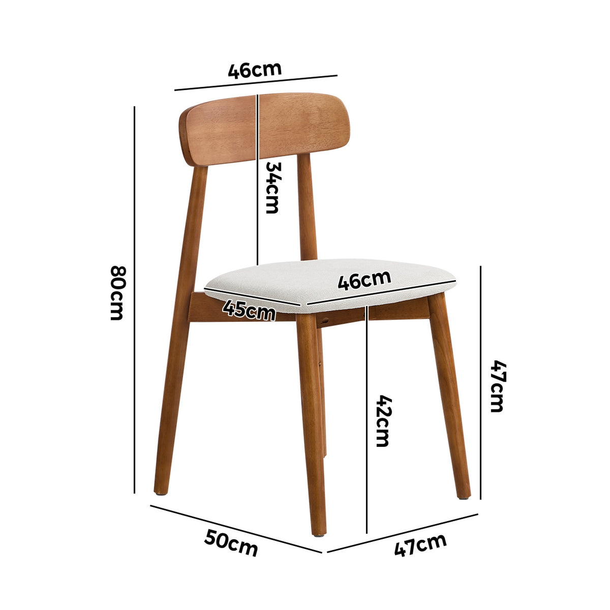 Oikiture 2x Dining Chairs Kitchen Chair PU Leather Lounge Beige&Walunt