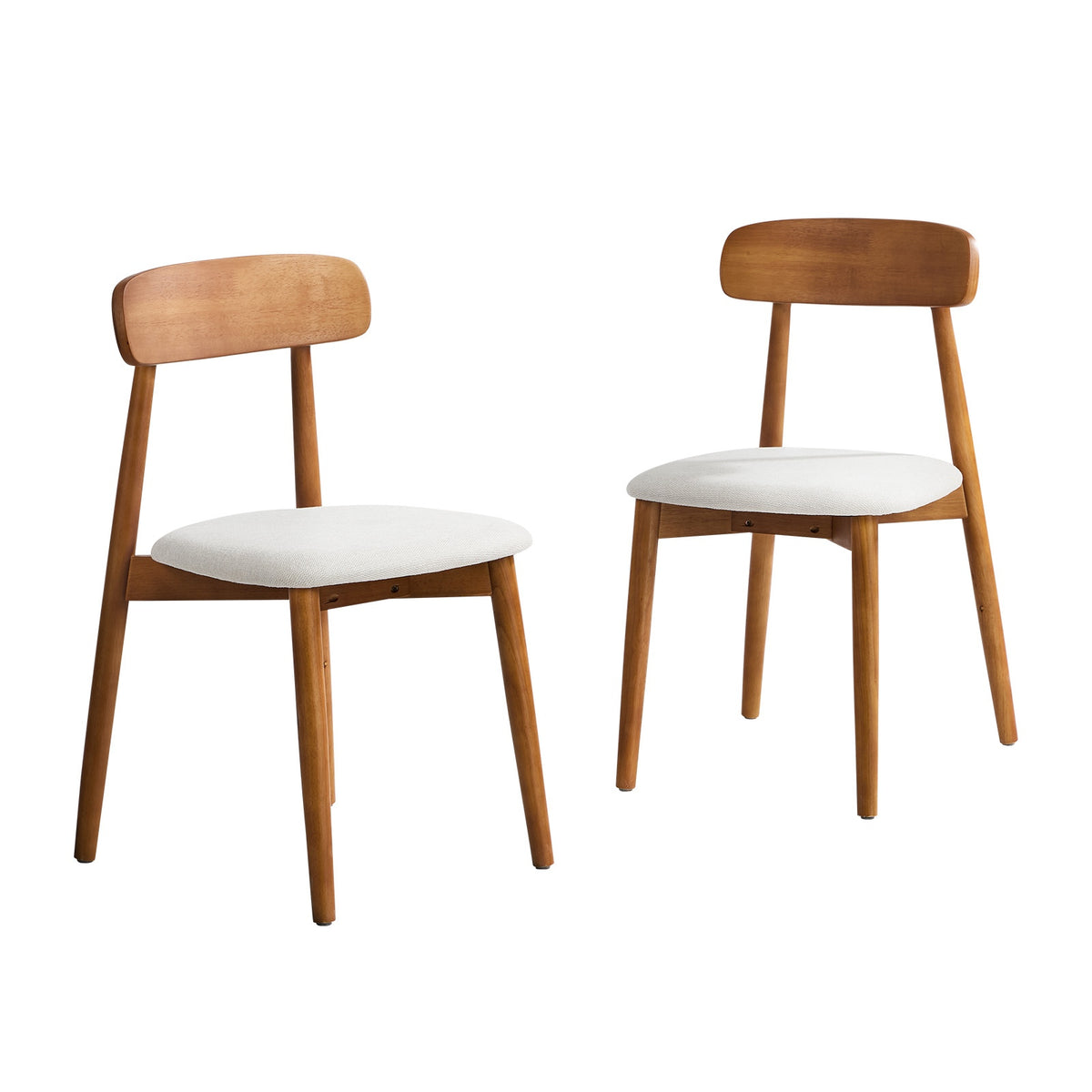 Oikiture 2x Dining Chairs Kitchen Chair PU Leather Lounge Beige&Walunt