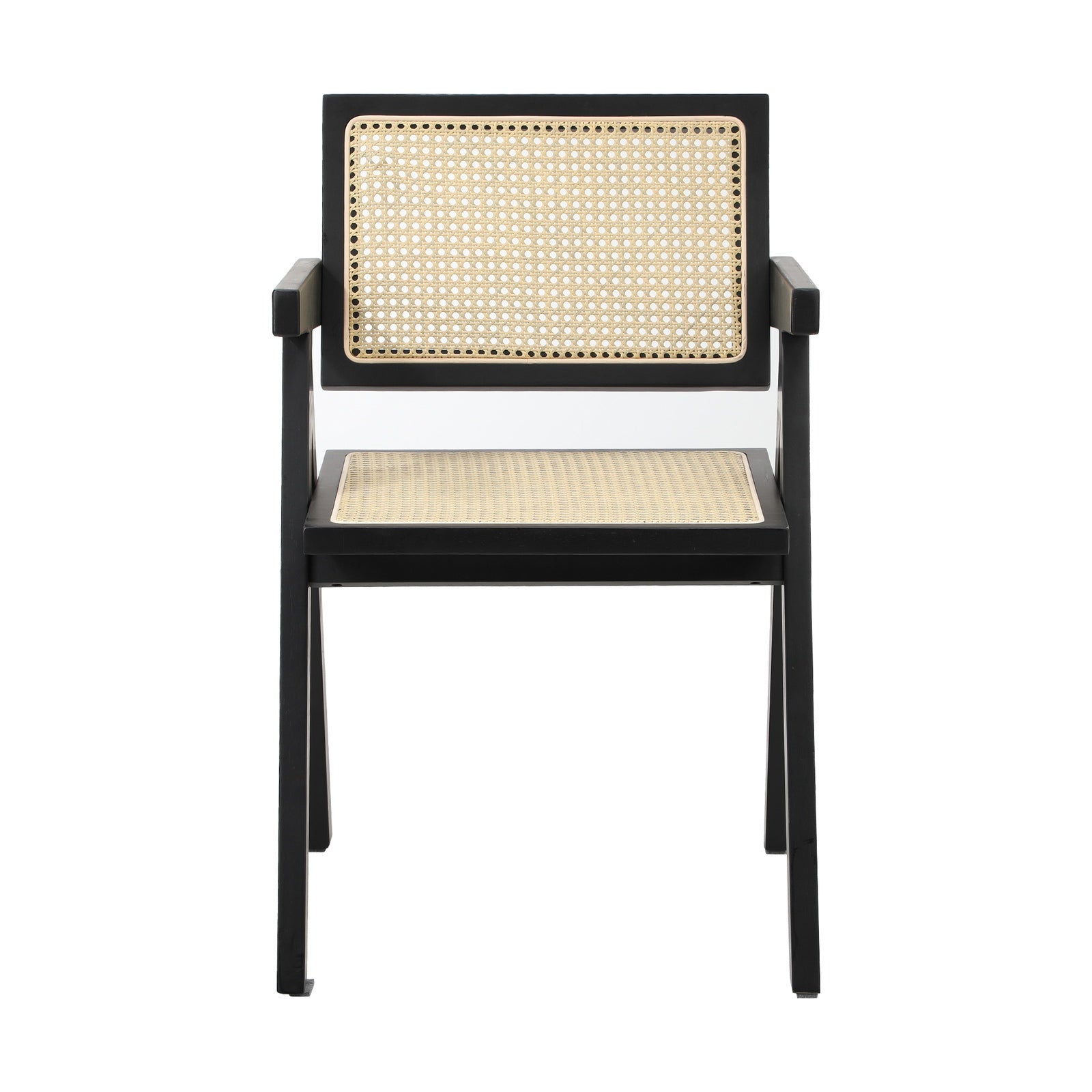 Oikiture 2x Dining Chairs Rattan Chair Wooden Accent Chair Black - Sunyee