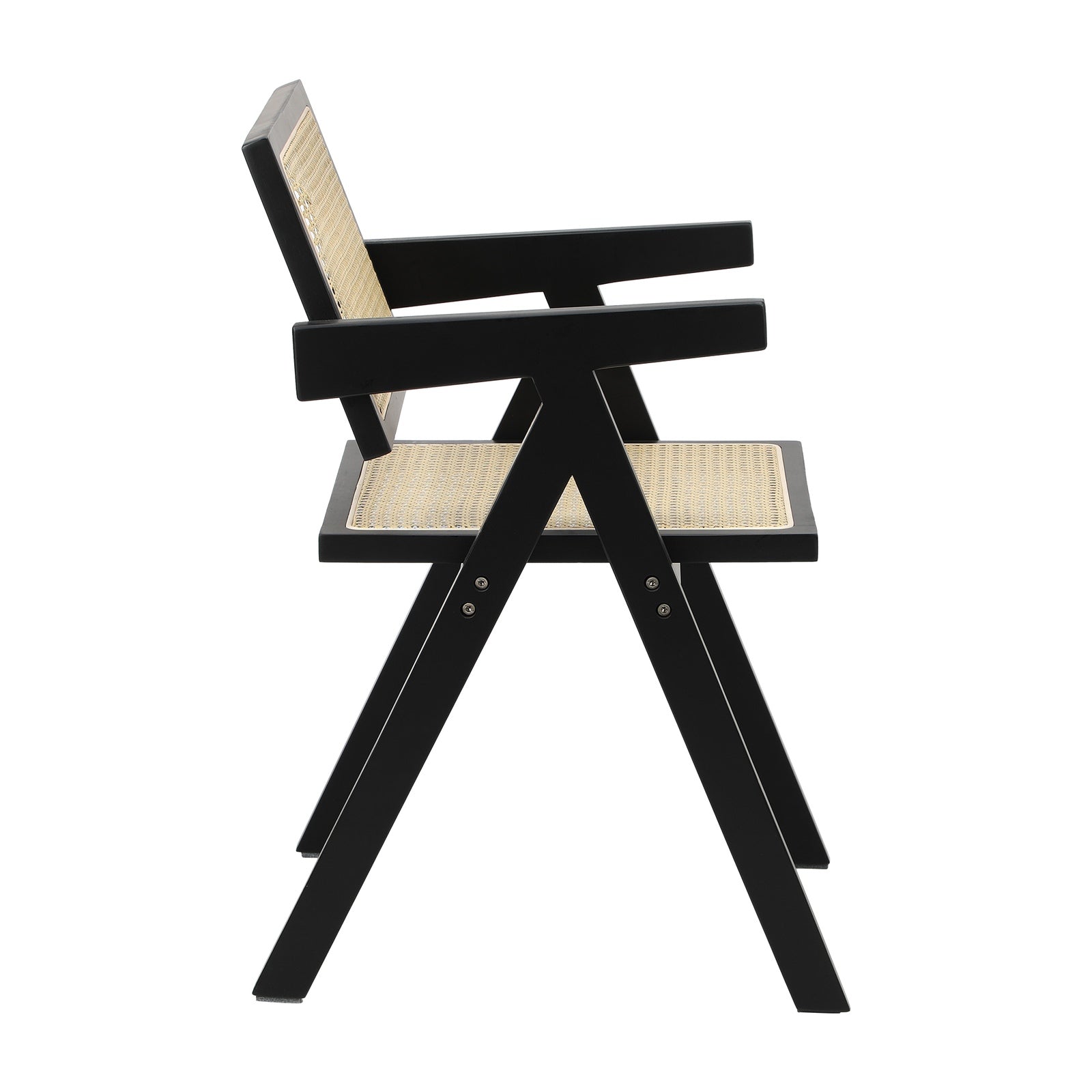 Oikiture 2x Dining Chairs Rattan Chair Wooden Accent Chair Black - Sunyee