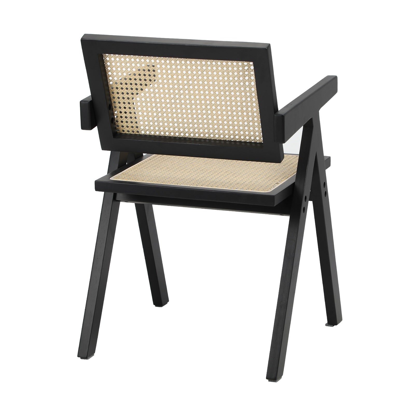 Oikiture 2x Dining Chairs Rattan Chair Wooden Accent Chair Black - Sunyee