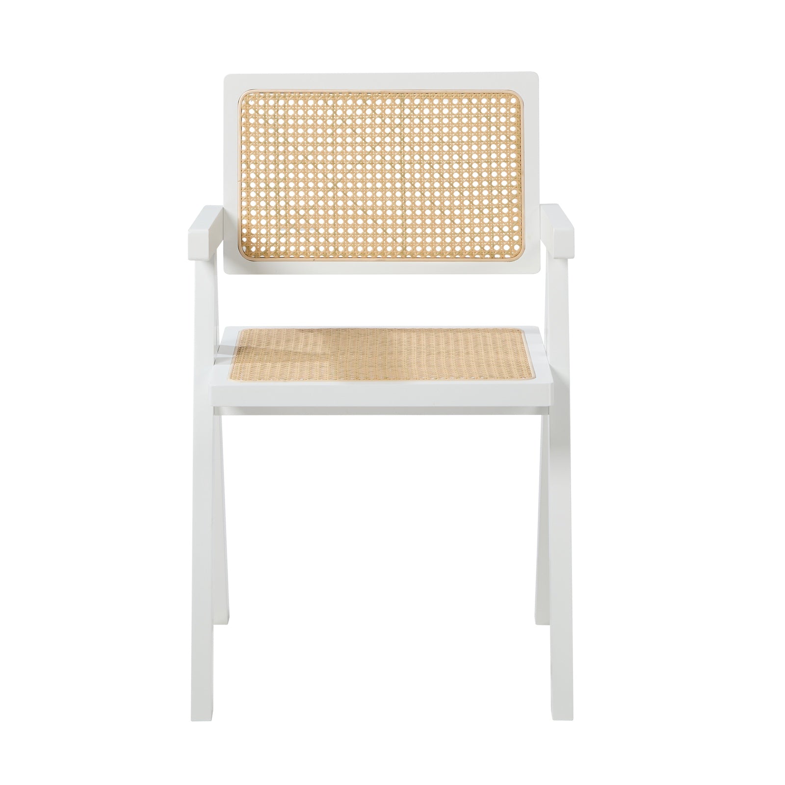Oikiture 2x Dining Chairs PE Rattan Chair Bamboo Frame White