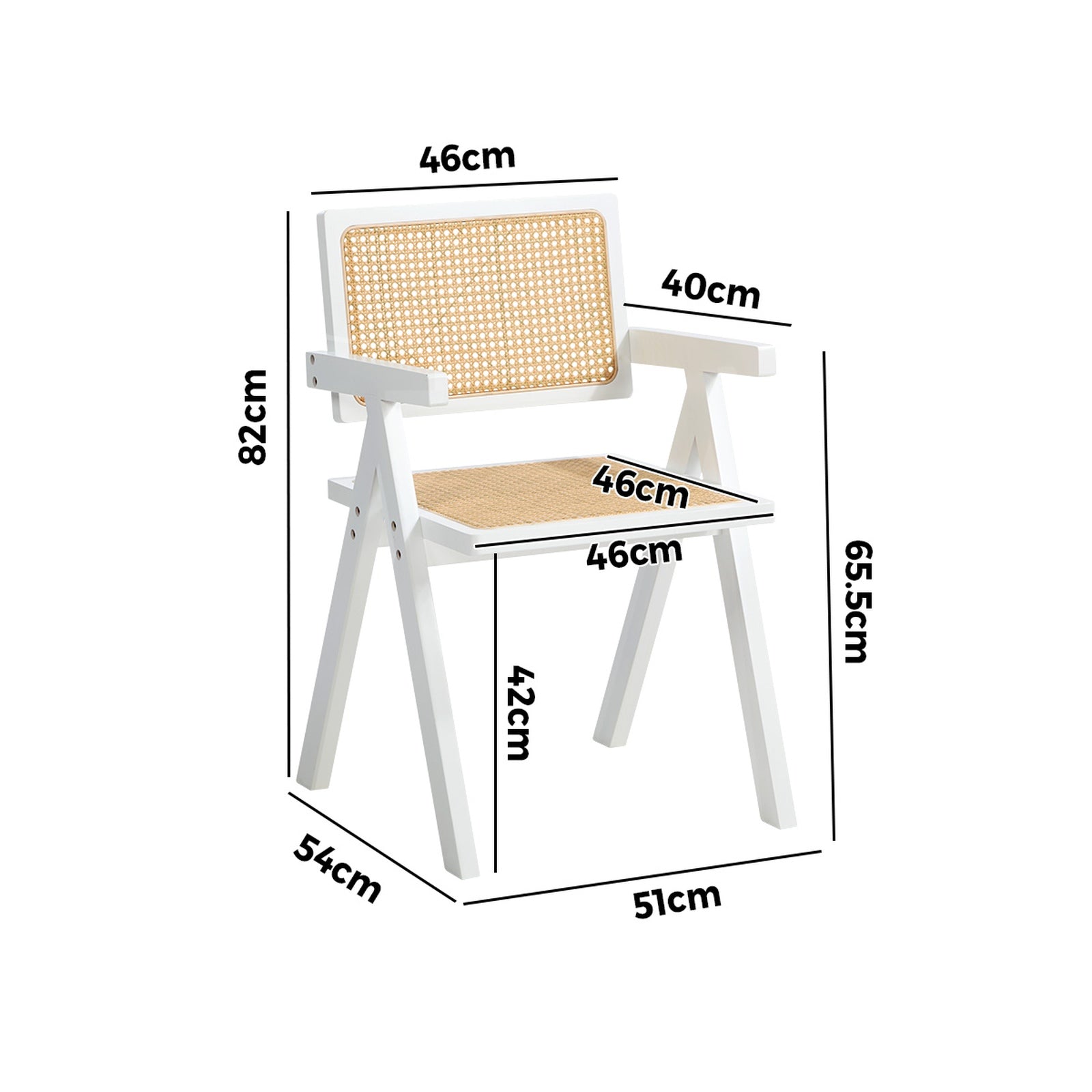 Oikiture 2x Dining Chairs PE Rattan Chair Bamboo Frame White