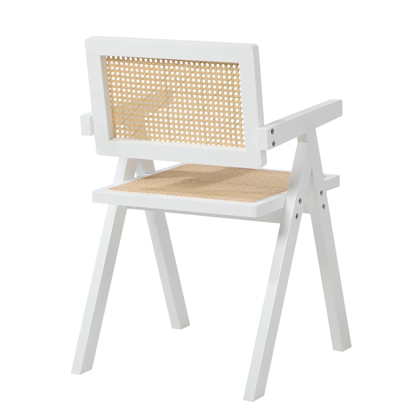 Oikiture 6x Dining Chairs PE Rattan Chair Bamboo Frame White