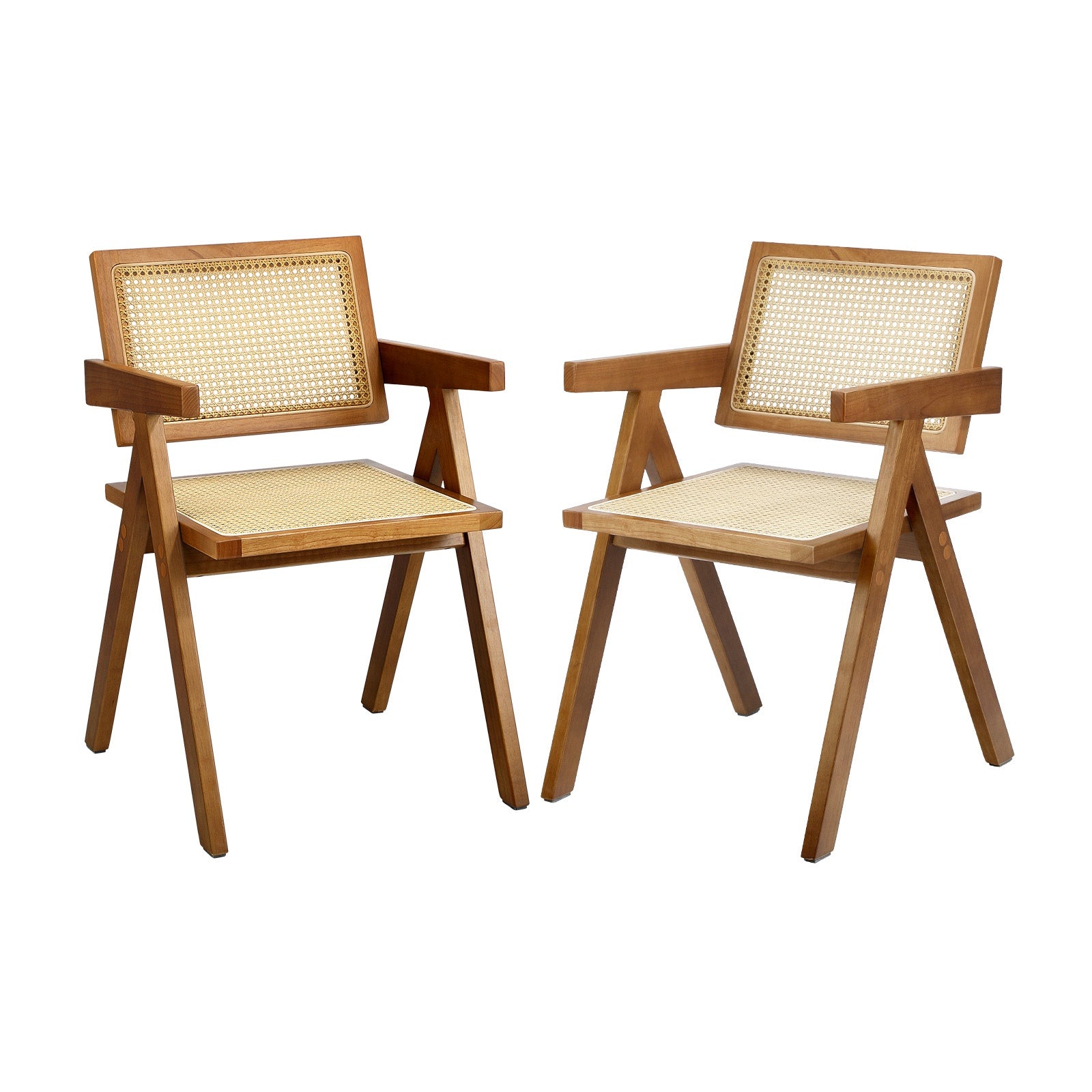 Oikiture Dining Chairs Rattan Chair Wooden Accent Chair Walnut - Sunyee