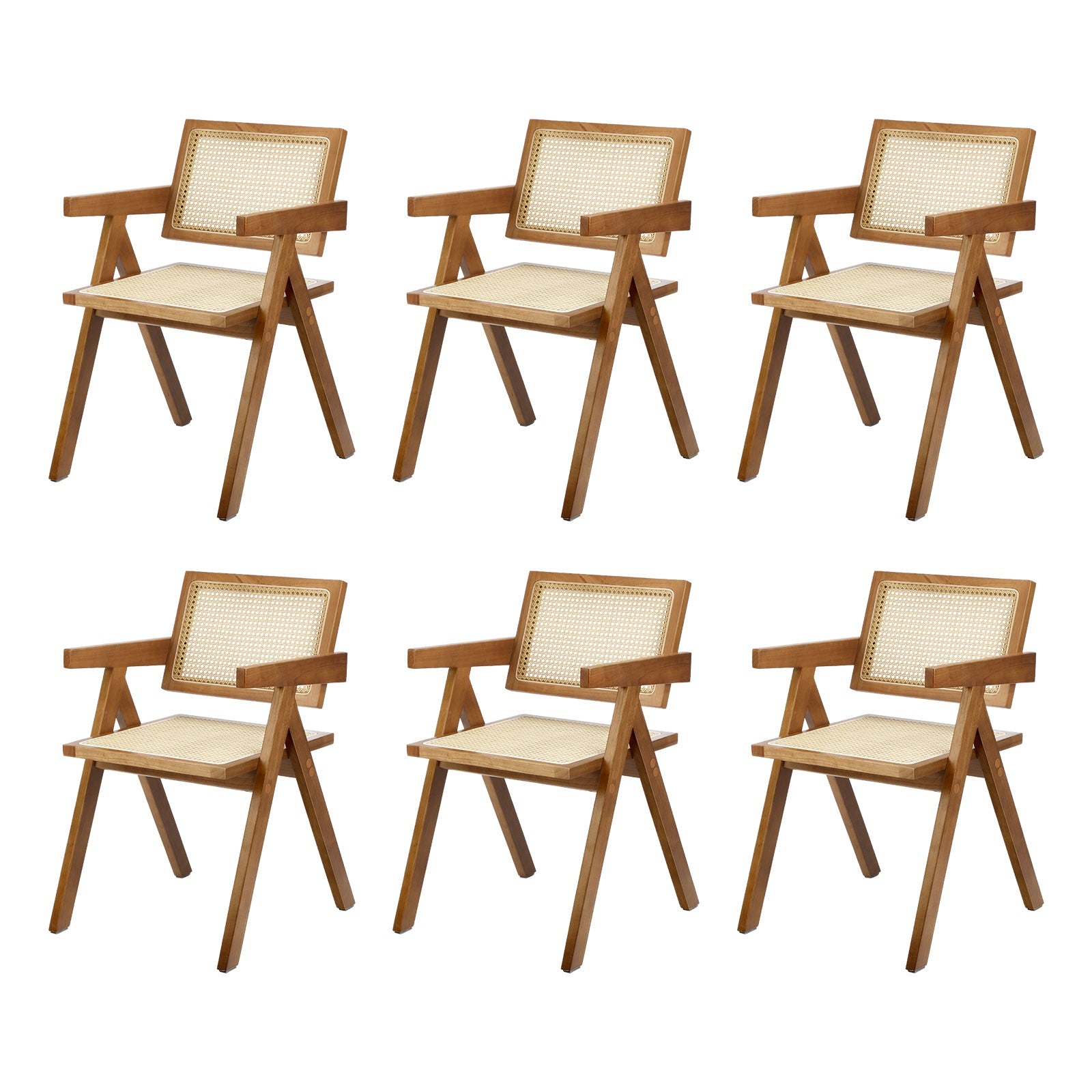 Oikiture Dining Chairs Rattan Chair Wooden Accent Chair Walnut - Sunyee