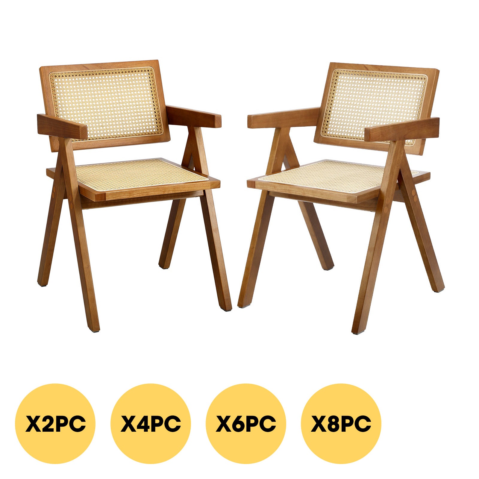 Oikiture Dining Chairs Rattan Chair Wooden Accent Chair Walnut - Sunyee