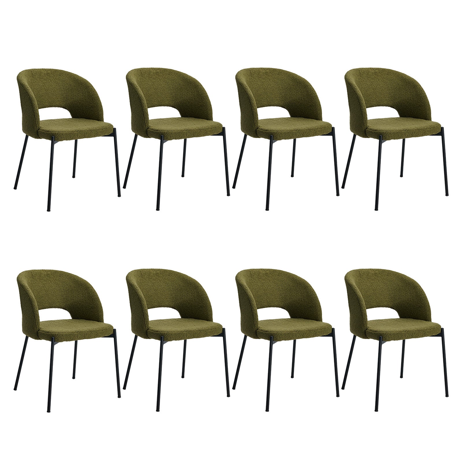Oikiture 8x Armchair Dining Chair Accent Chairs Tub Armchairs Sherpa Green&Black - Sunyee
