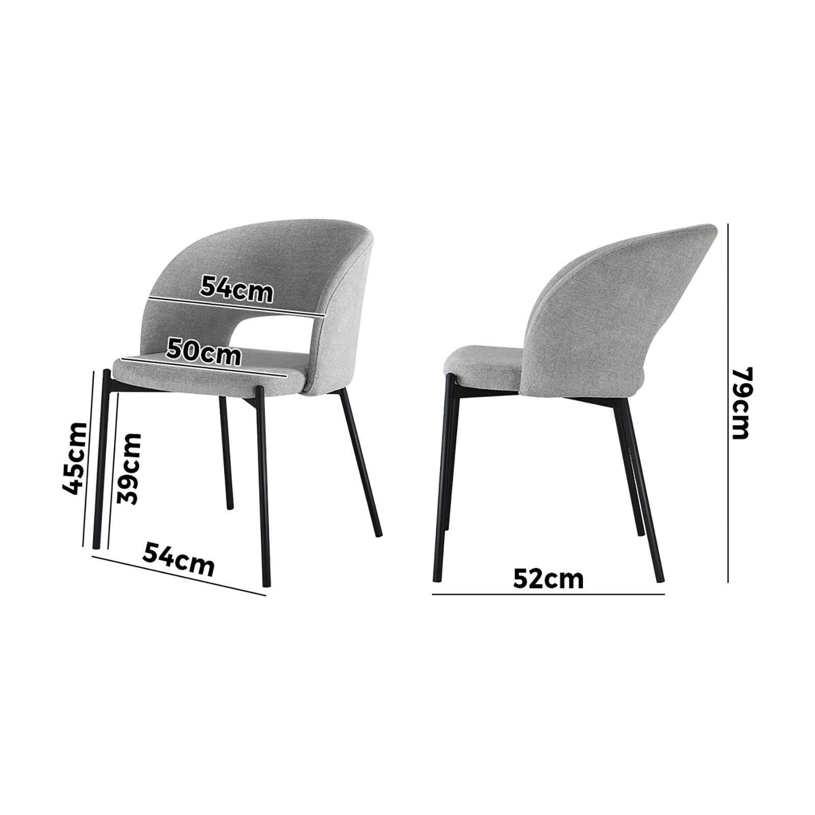 Oikiture 2x Armchair Dining Chair Accent Chairs Tub Armchairs Fabric Grey&Black - Sunyee