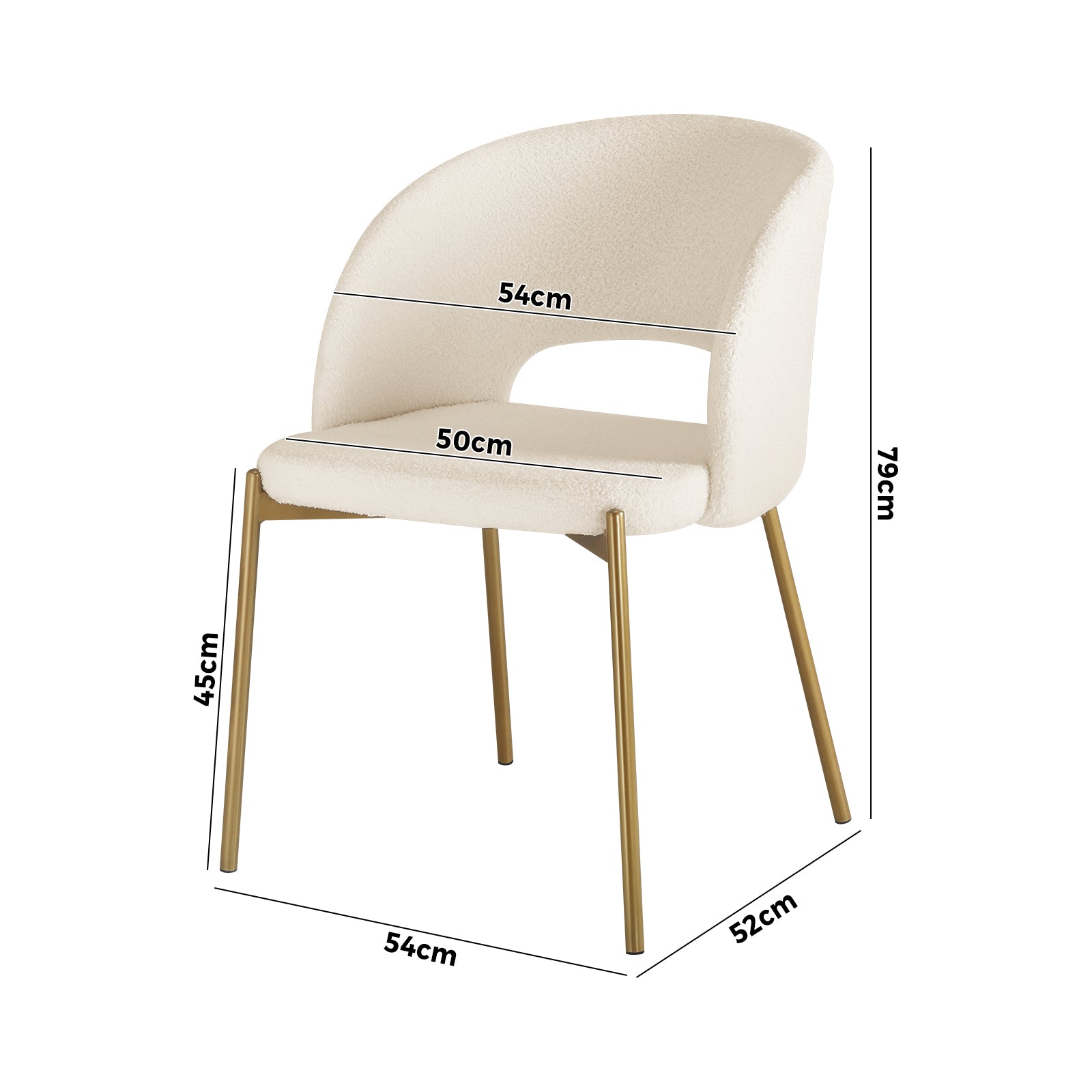 Oikiture Armchair Dining Chair Accent Chairs Tub Armchairs Sherpa White&Gold - Sunyee