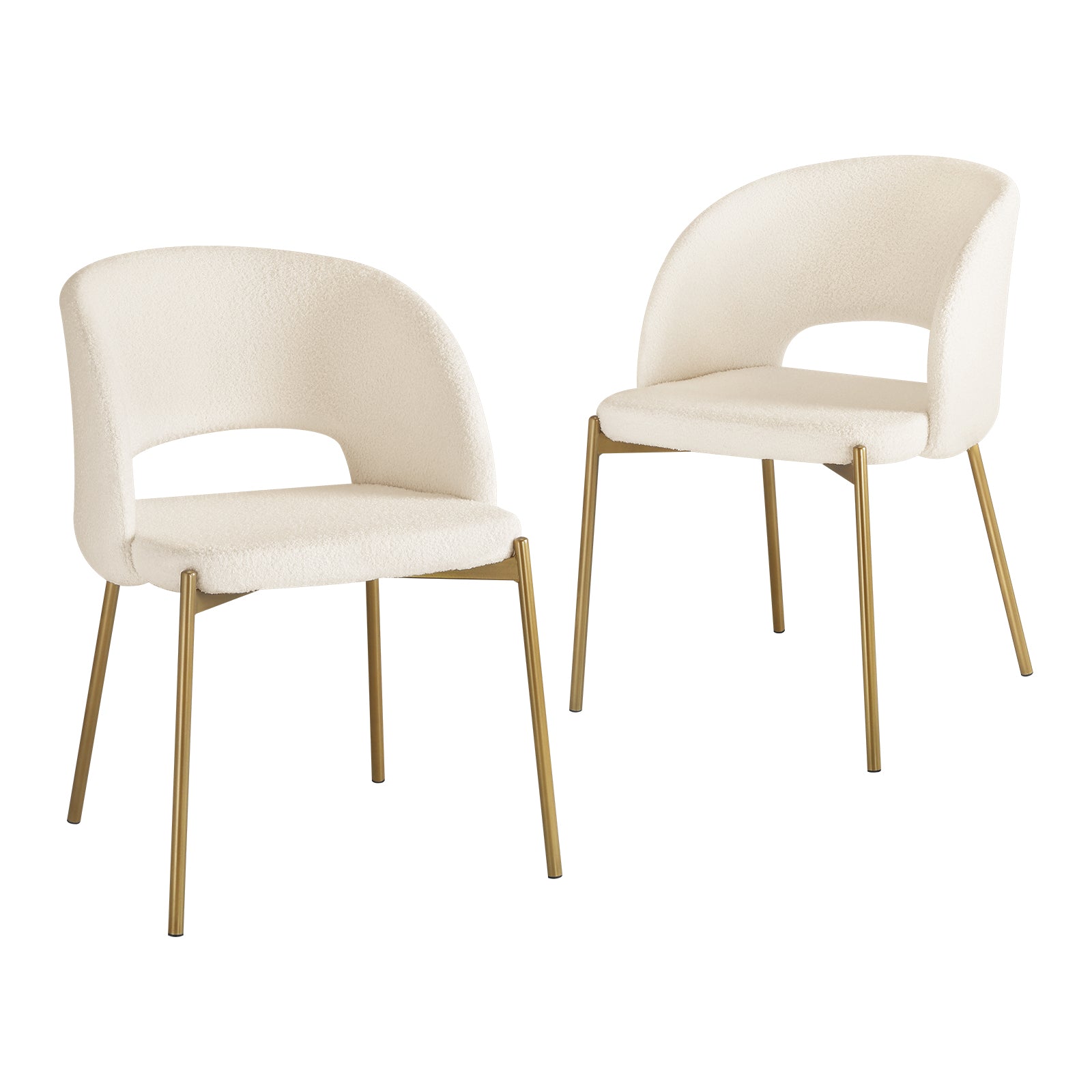 Oikiture Armchair Dining Chair Accent Chairs Tub Armchairs Sherpa White&Gold - Sunyee