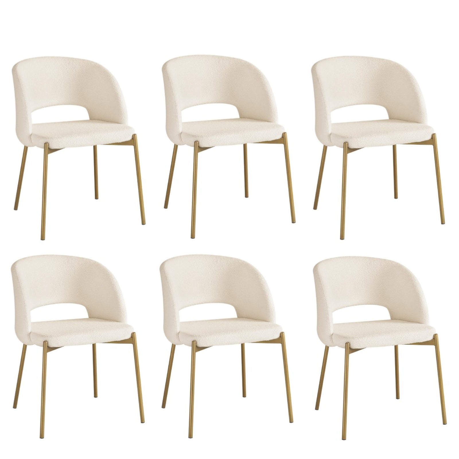 Oikiture Armchair Dining Chair Accent Chairs Tub Armchairs Sherpa White&Gold - Sunyee