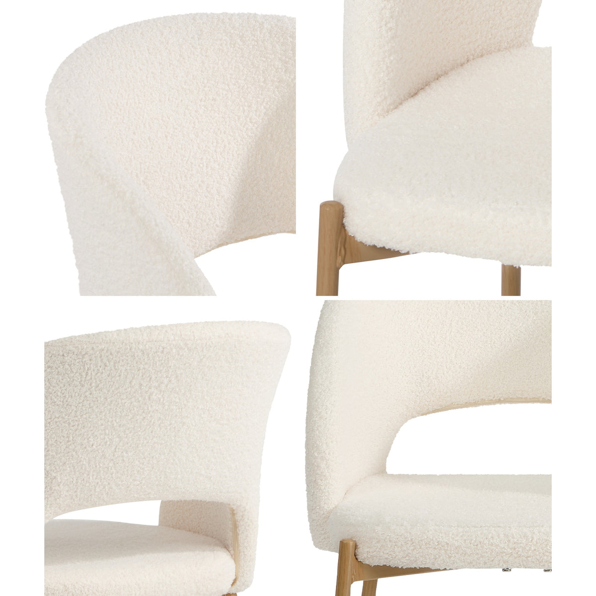 Oikiture 2x Dining Chair Accent Chairs Tub Armchair Sherpa White&Natural