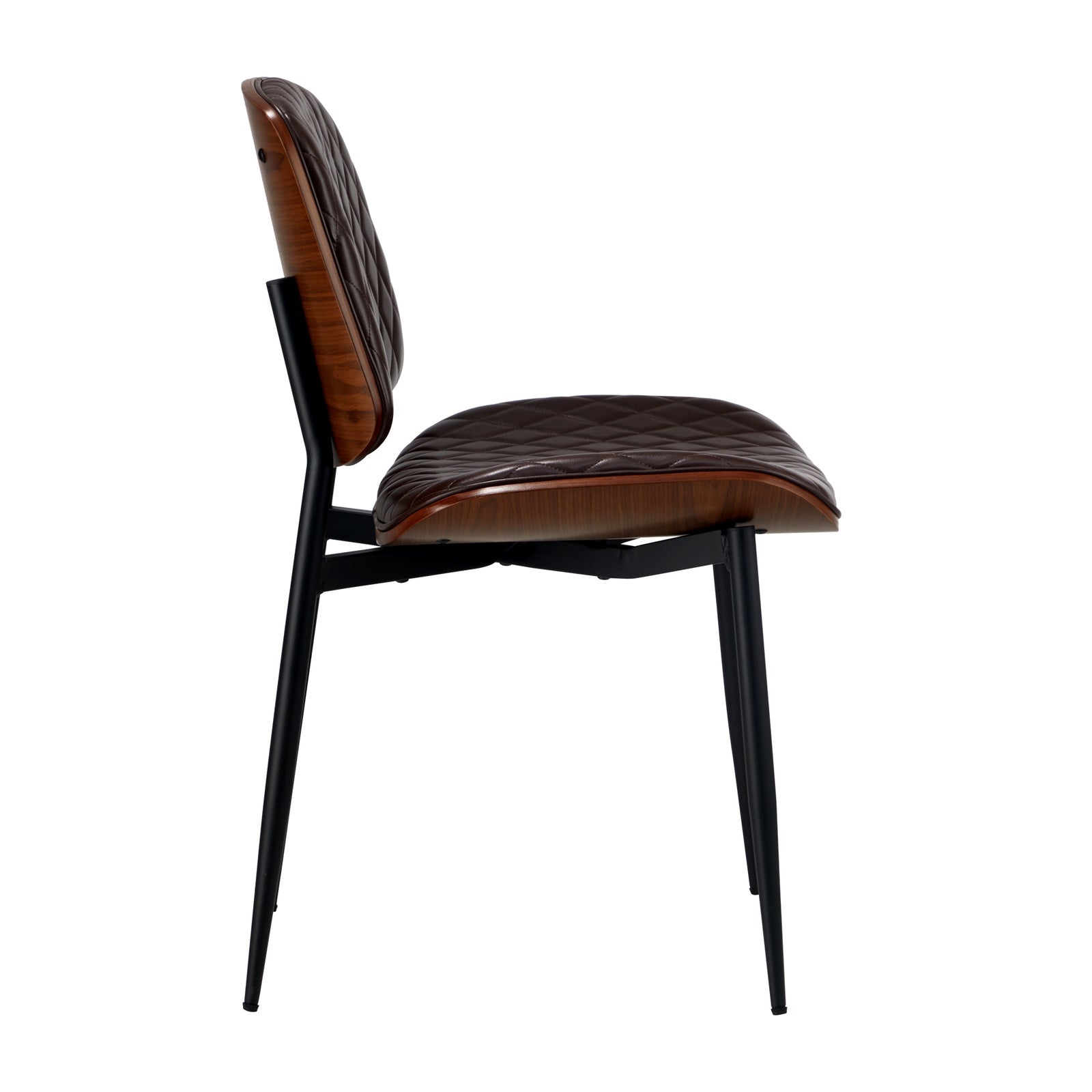 Oikiture 8x Dining Chairs Retro Faux Leather Solid Beech Wood Metal Legs Walnut - Sunyee