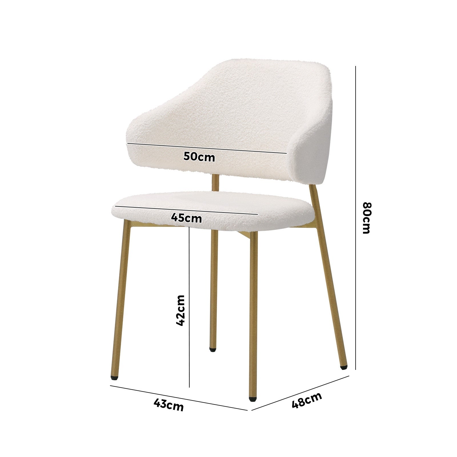 Oikiture 4x Dining Chair Accent Chairs Armchair Tub Armchairs Sherpa Gold&White - Sunyee