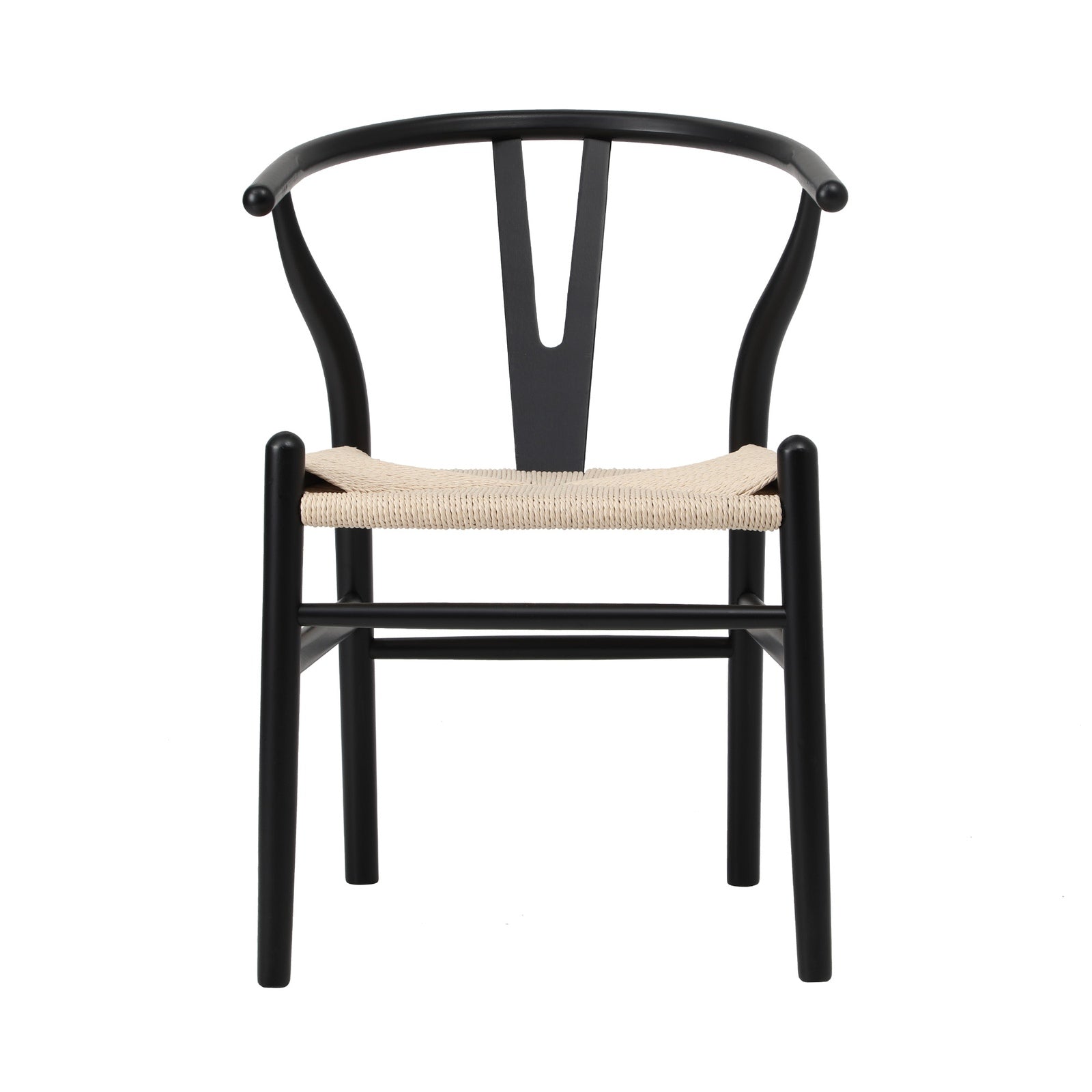 Oikiture Dining Chair Wooden Hans Wegner Chair Wishbone Cafe Lounge Seat Black - Sunyee