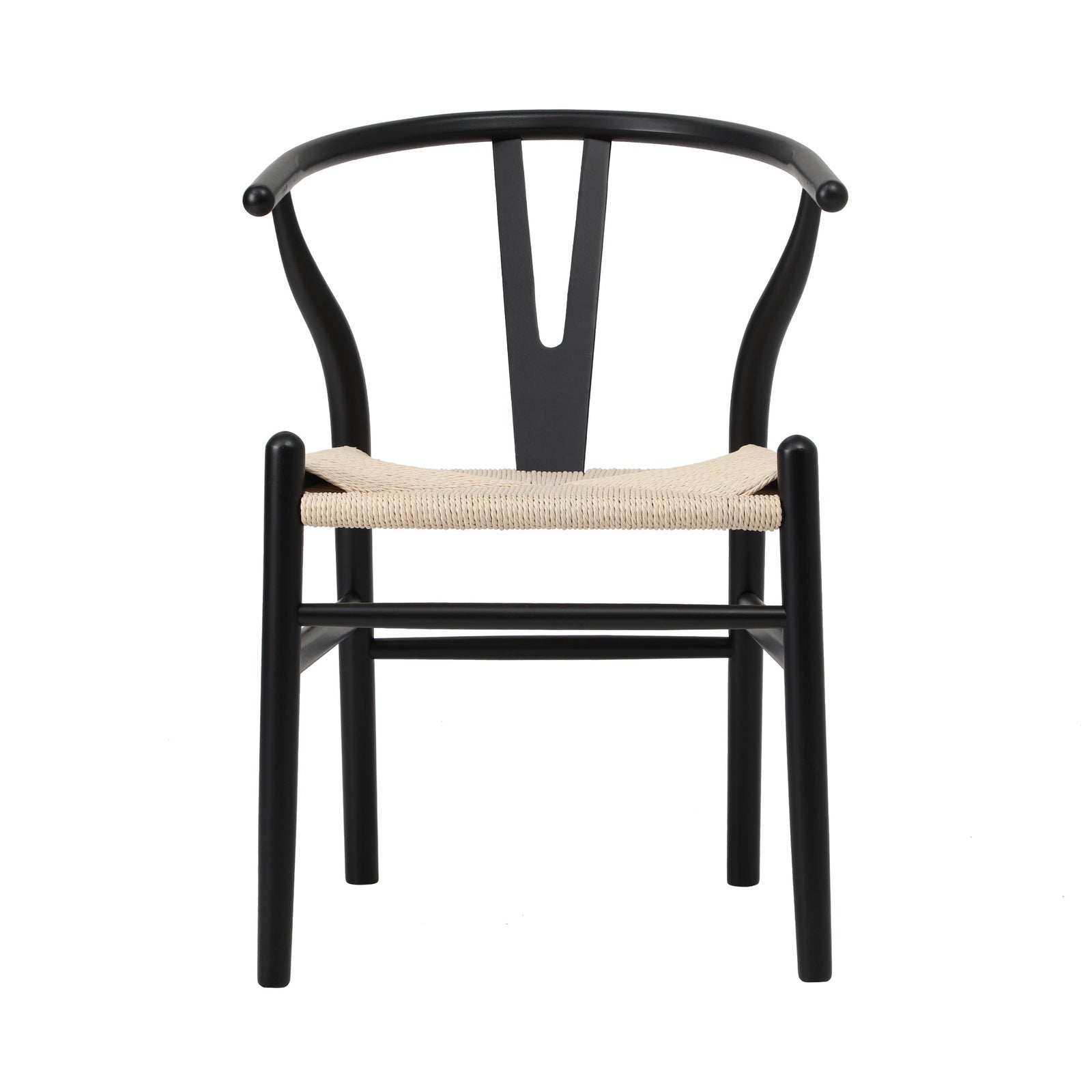 Oikiture 4xDining Chair Wooden Hans Wegner Chair Wishbone Cafe Lounge Seat Black - Sunyee