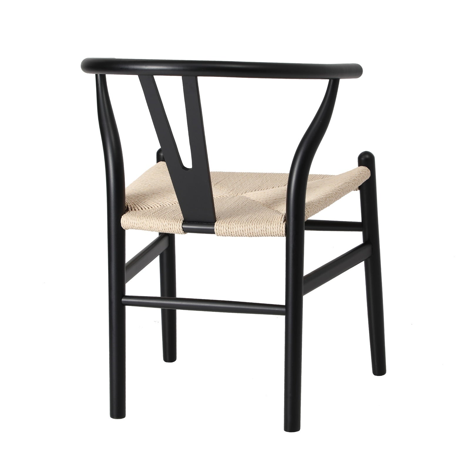 Oikiture 4xDining Chair Wooden Hans Wegner Chair Wishbone Cafe Lounge Seat Black - Sunyee