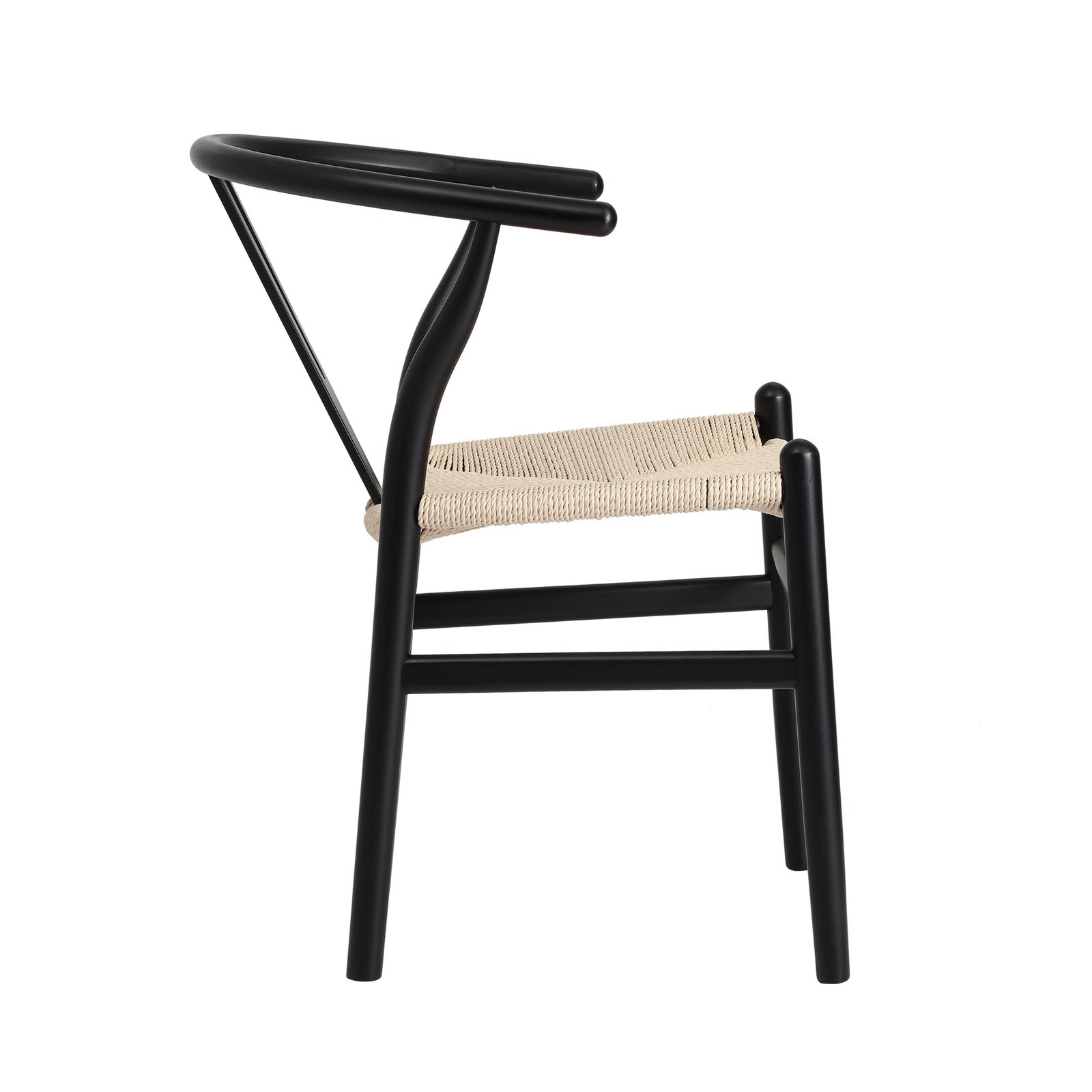 Oikiture 4xDining Chair Wooden Hans Wegner Chair Wishbone Cafe Lounge Seat Black - Sunyee