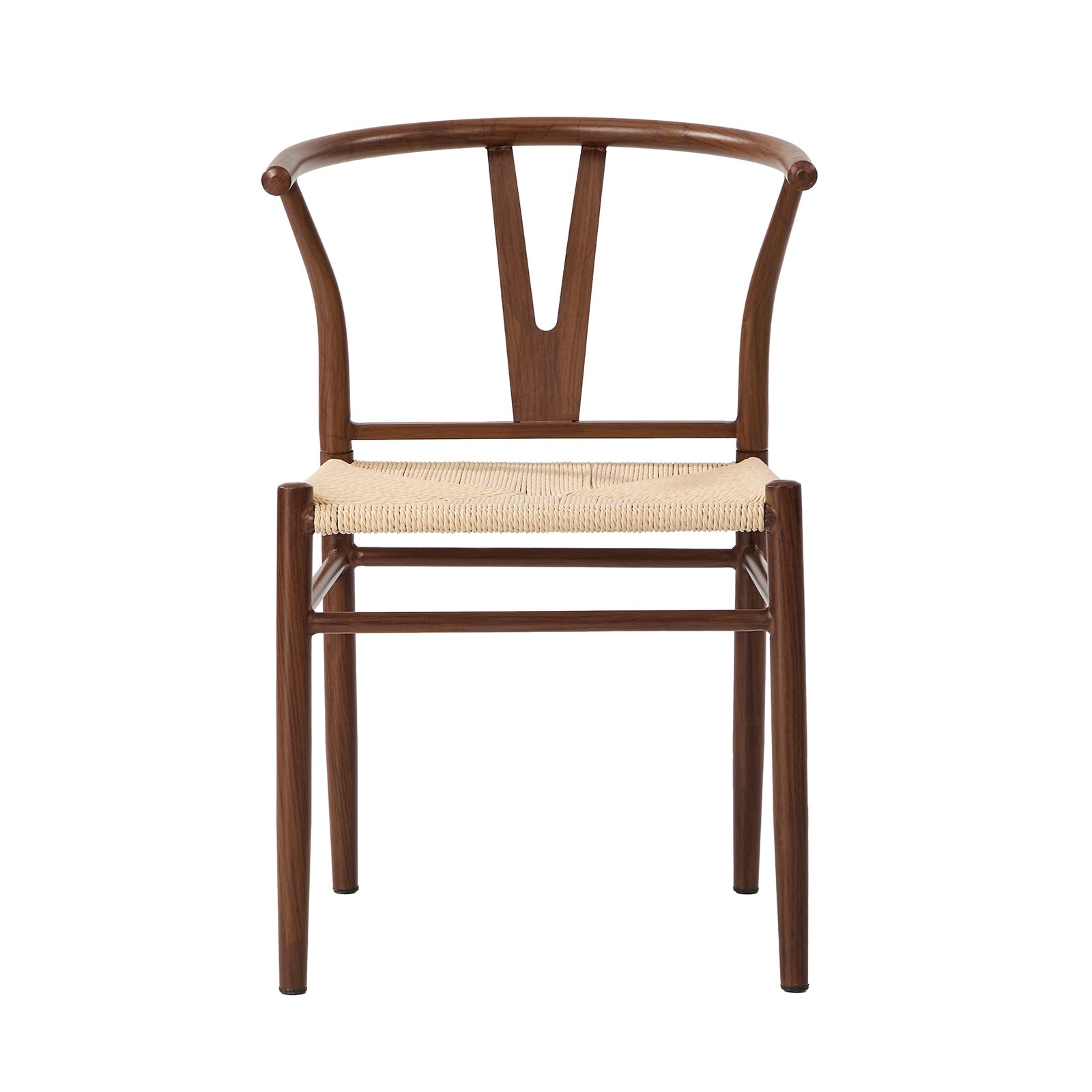 Oikiture 2x Dining Chair Metal Hans Wegner Chair Wishbone Cafe Lounge Walnut