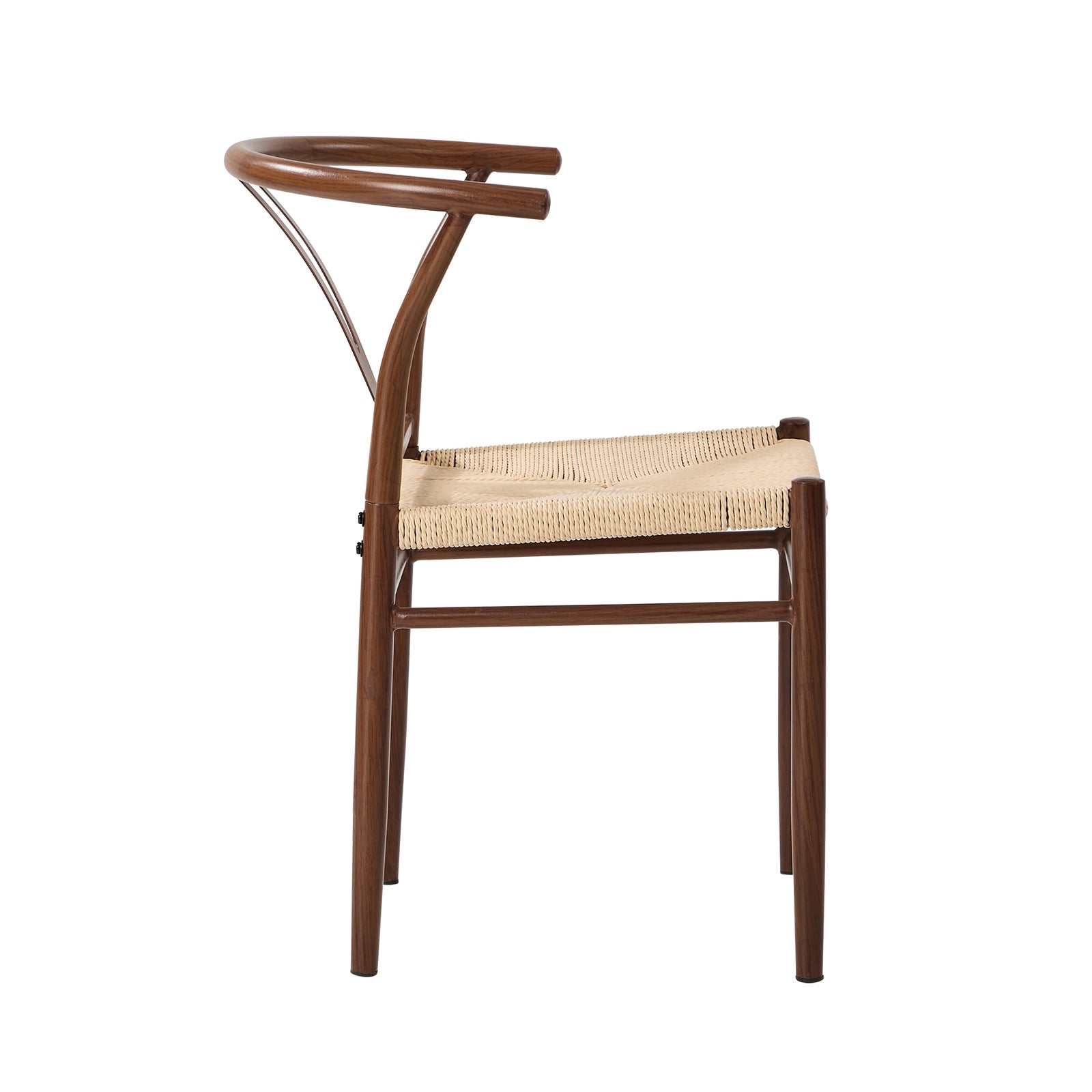 Oikiture 2x Dining Chair Metal Hans Wegner Chair Wishbone Cafe Lounge Walnut