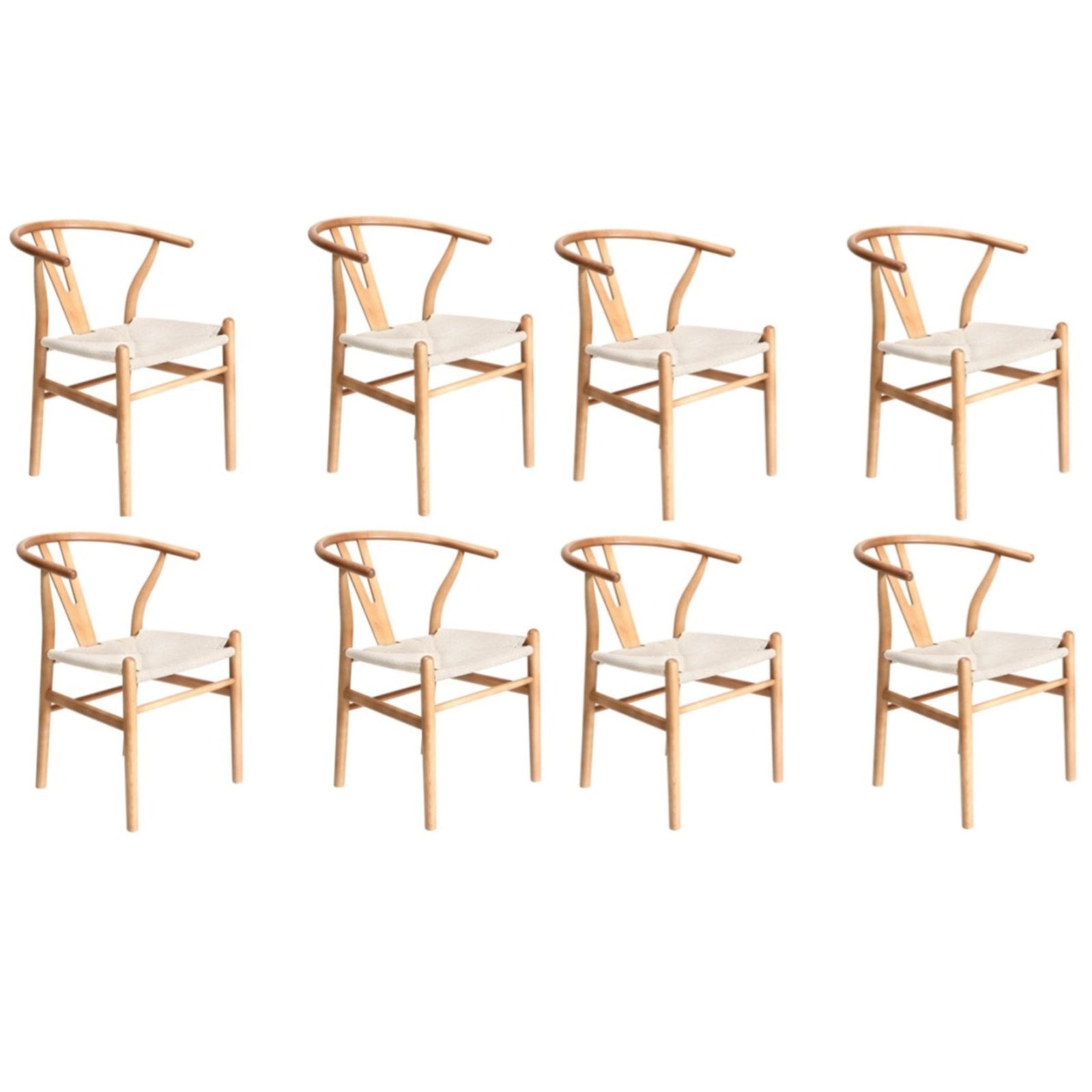 Oikiture 8x Dining Chair Wooden Hans Wegner Chair Wishbone Cafe Lounge Seat - Sunyee