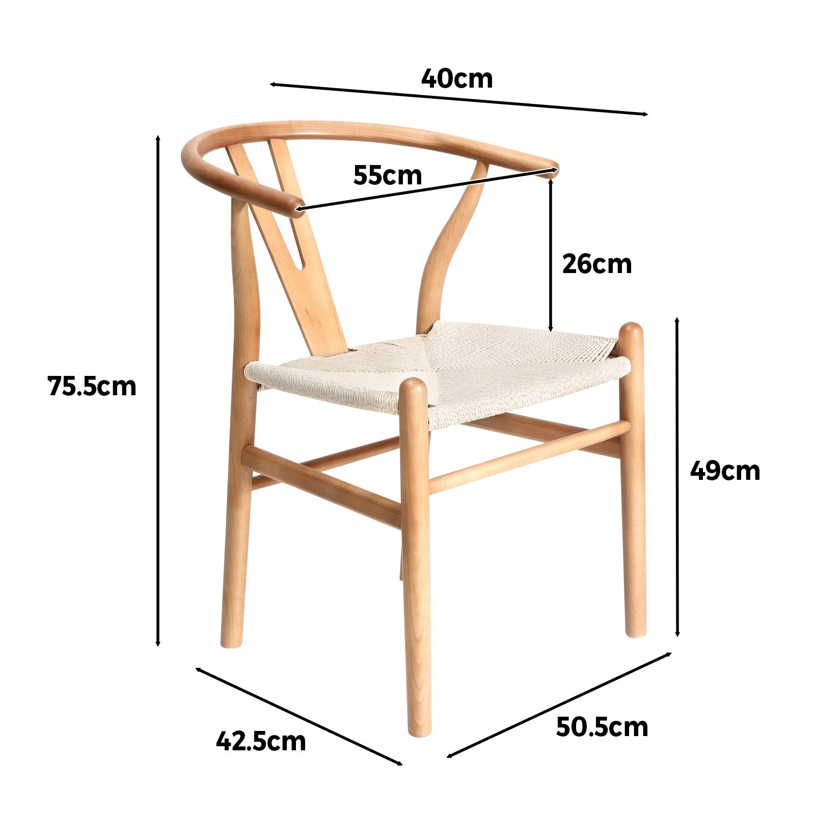 Oikiture 8x Dining Chair Wooden Hans Wegner Chair Wishbone Cafe Lounge Seat - Sunyee